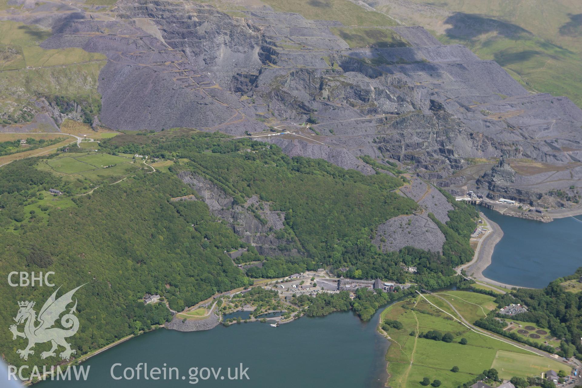 RCAHMW colour oblique aerial photograph of Vivian Slate Quarry. Taken on 16 June 2009 by Toby Driver