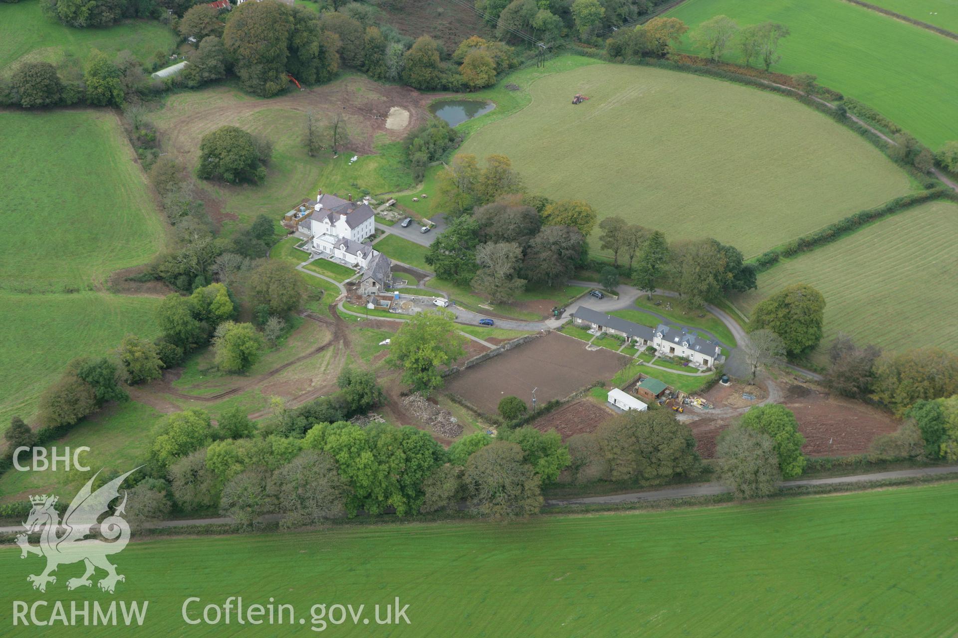 RCAHMW colour oblique aerial photograph of The Grove Garden, Narberth. Taken on 14 October 2009 by Toby Driver