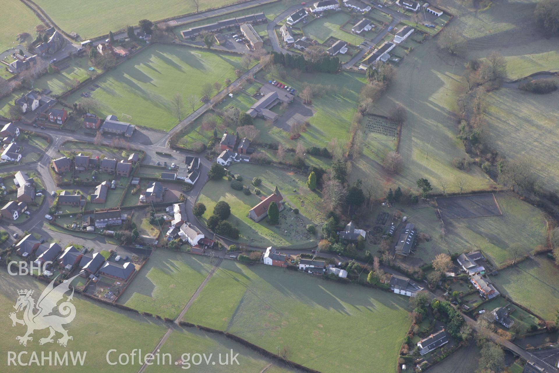 RCAHMW colour oblique photograph of St. Garmon's church, Llanfechain. Taken by Toby Driver on 21/01/2009.