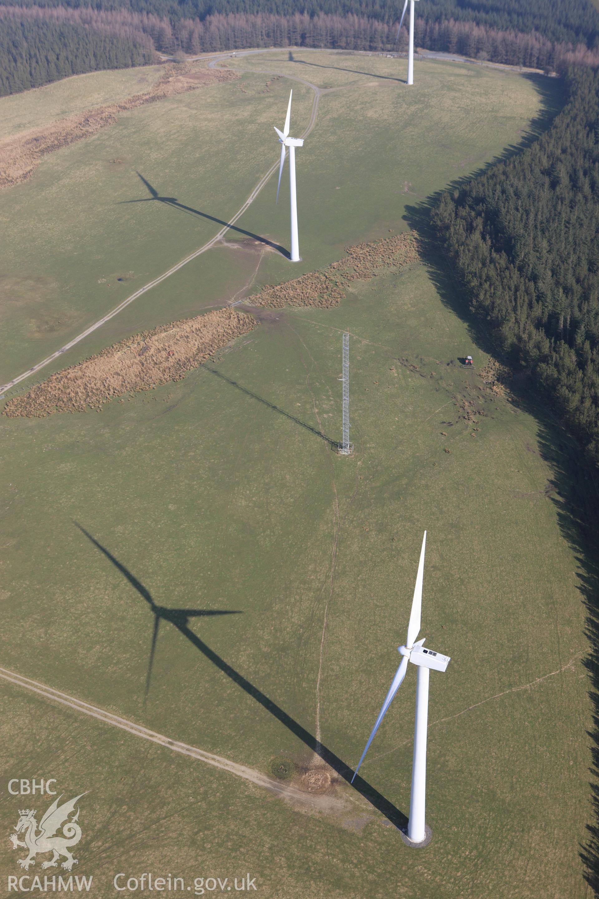 RCAHMW colour oblique photograph of Tir Mostyn wind farm. Taken by Toby Driver on 18/03/2009.