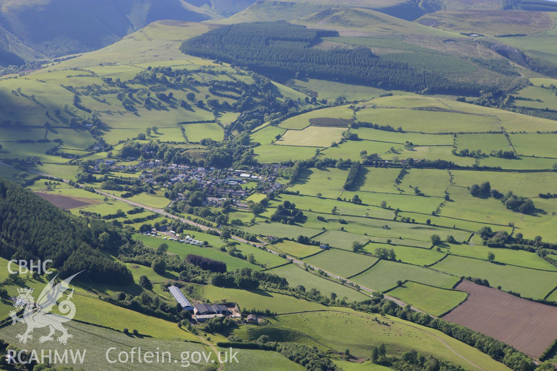 RCAHMW colour oblique aerial photograph of New Radnor, viewed from the south. Taken on 11 June 2009 by Toby Driver