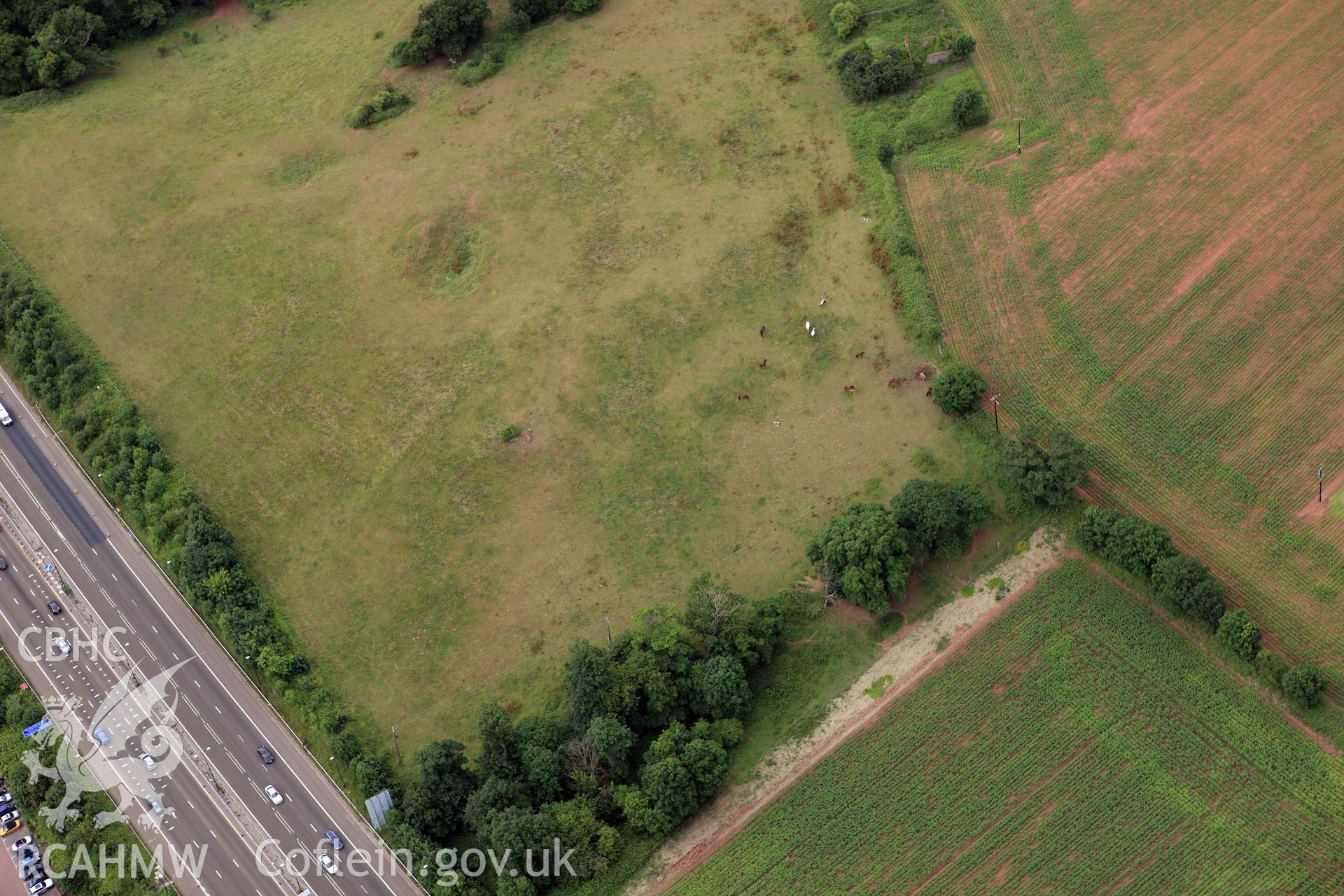 RCAHMW colour oblique aerial photograph of Gwern-y-Cleppa Long Barrow. Taken on 09 July 2009 by Toby Driver