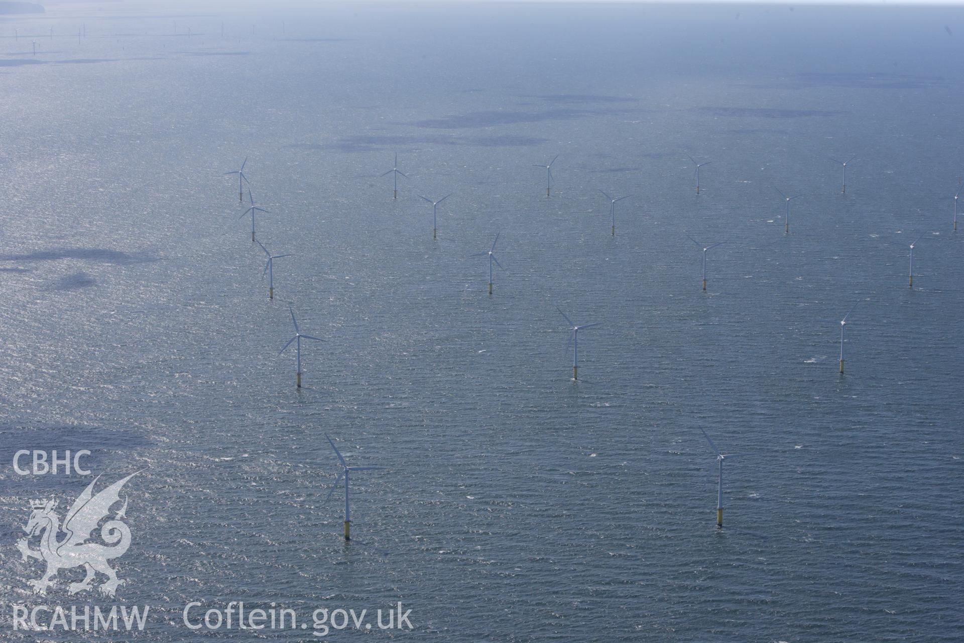 RCAHMW colour oblique aerial photograph of North Hoyle Offshore Windfarm, Prestatyn. Taken on 30 July 2009 by Toby Driver