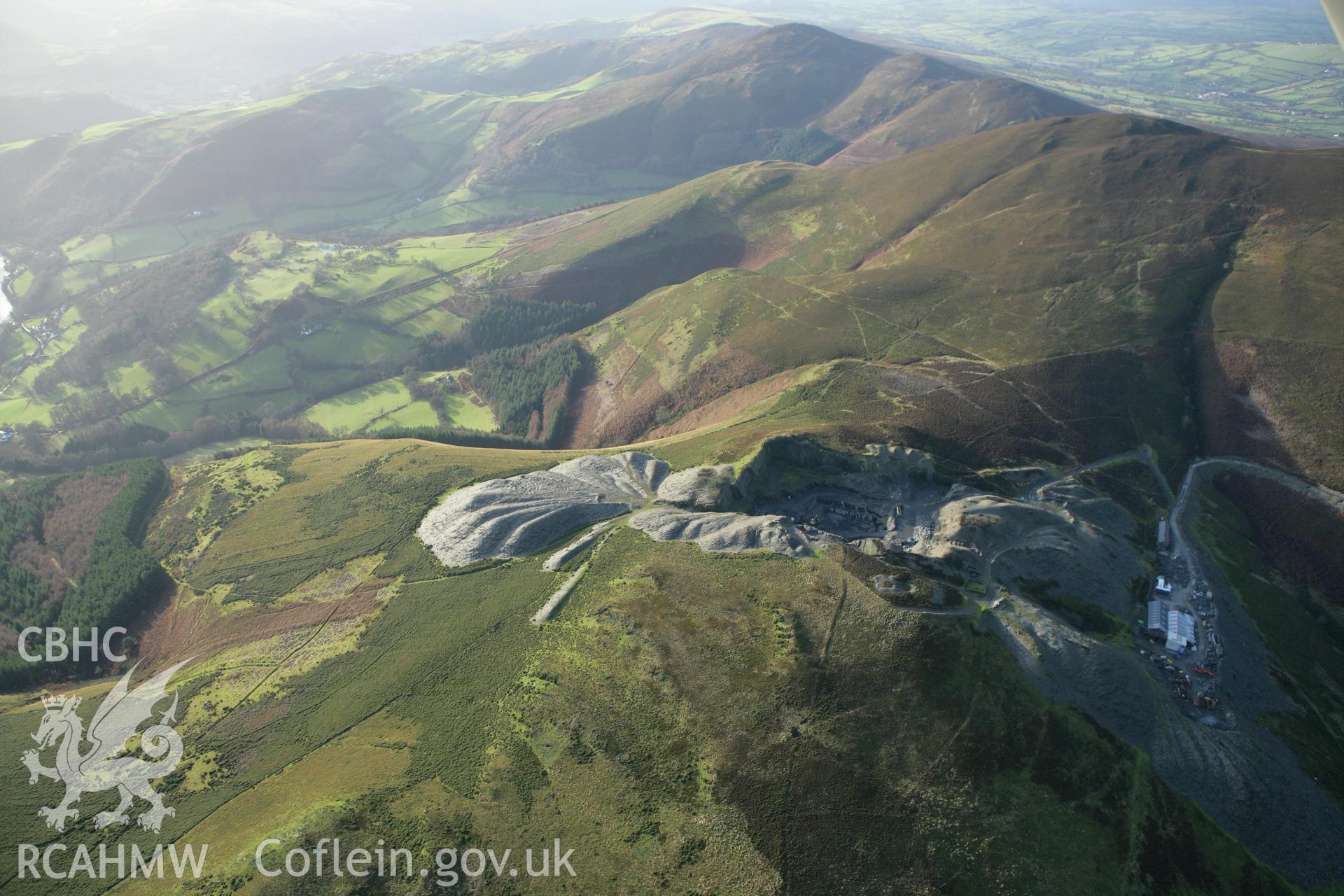 RCAHMW colour oblique aerial photograph of Clogau Slate Quarry. Taken on 10 December 2009 by Toby Driver