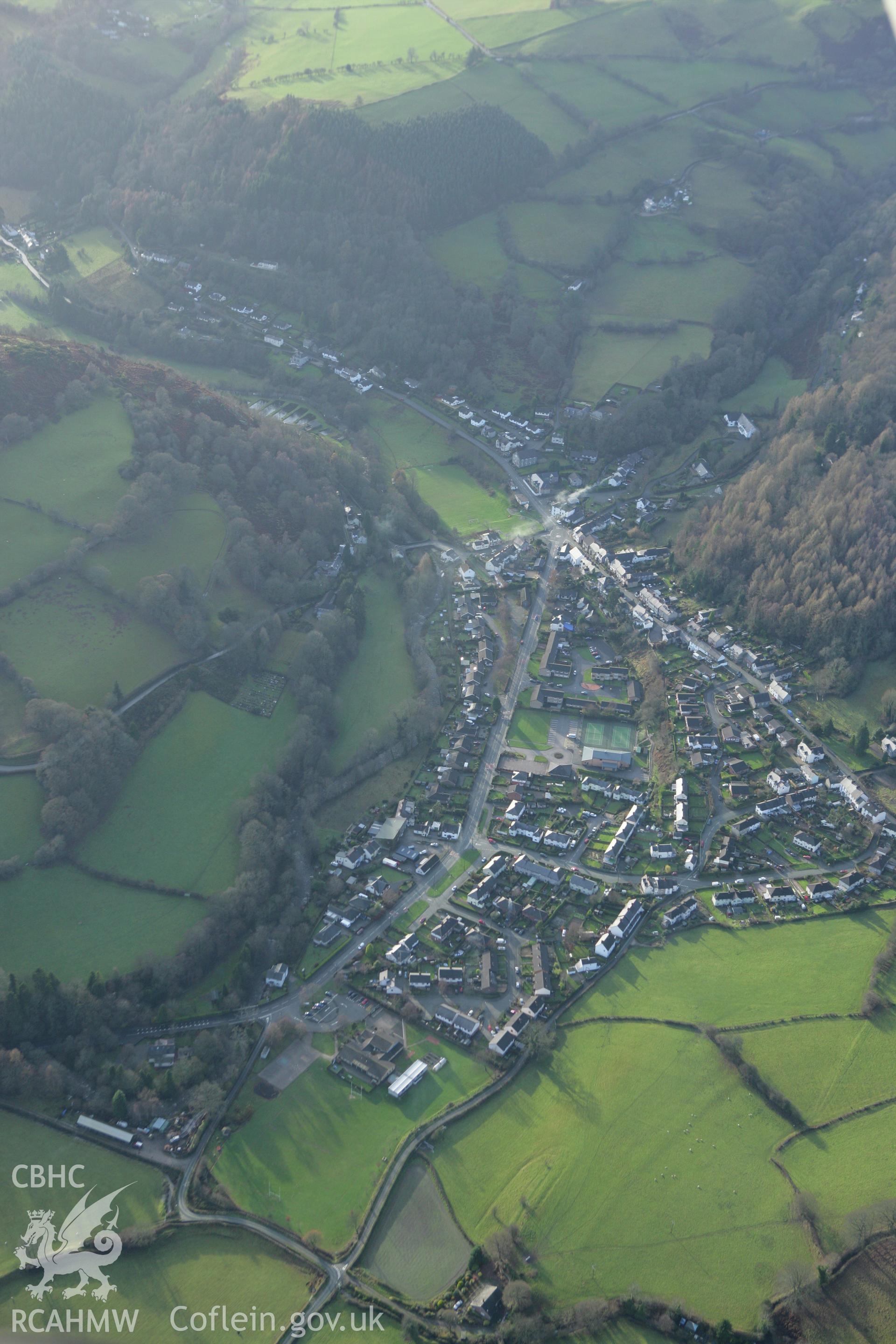 RCAHMW colour oblique aerial photograph of Glyn Ceiriog. Taken on 10 December 2009 by Toby Driver