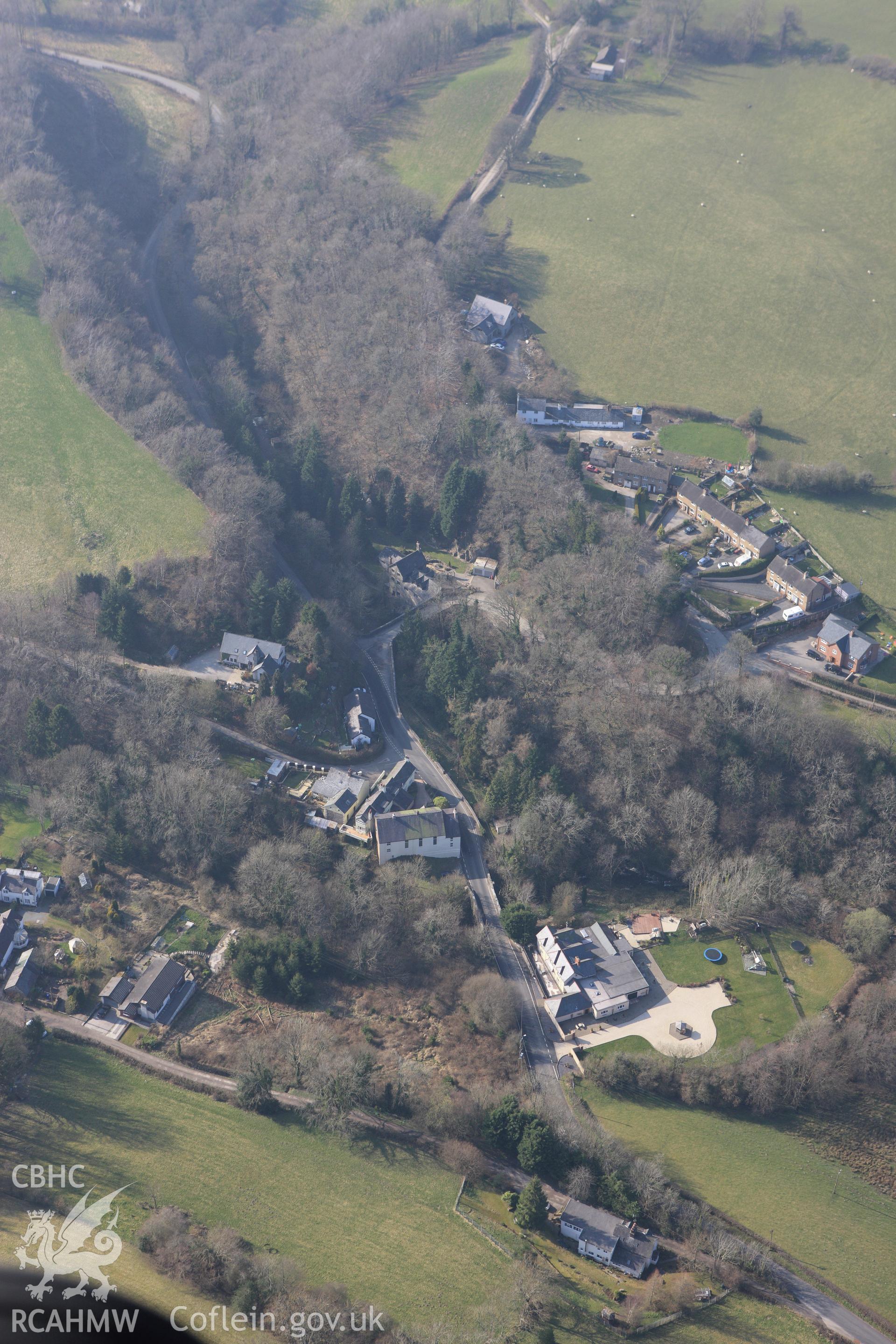RCAHMW colour oblique photograph of Bontuchel village. Taken by Toby Driver on 18/03/2009.