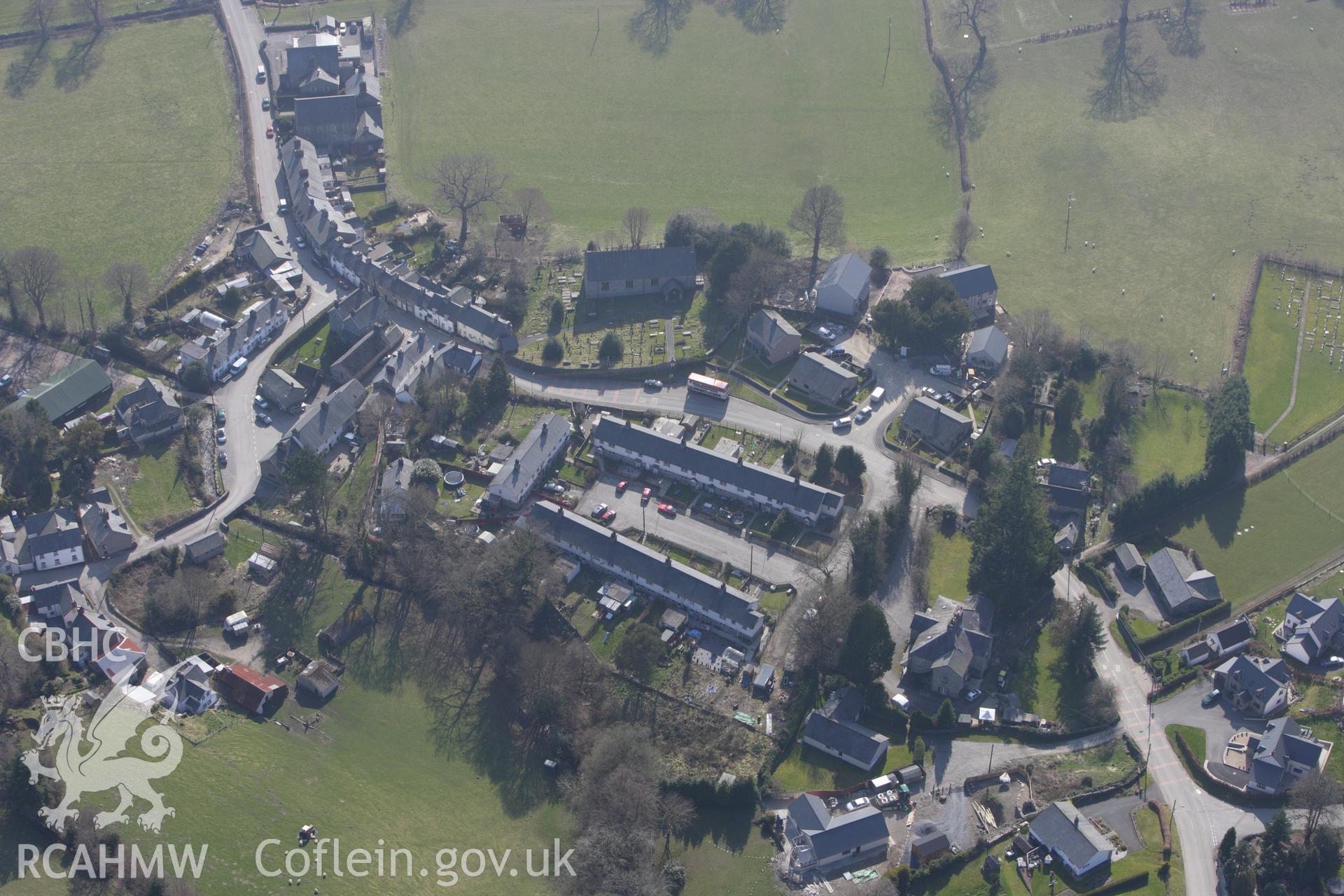 RCAHMW colour oblique photograph of Llandderfel, village. Taken by Toby Driver on 18/03/2009.