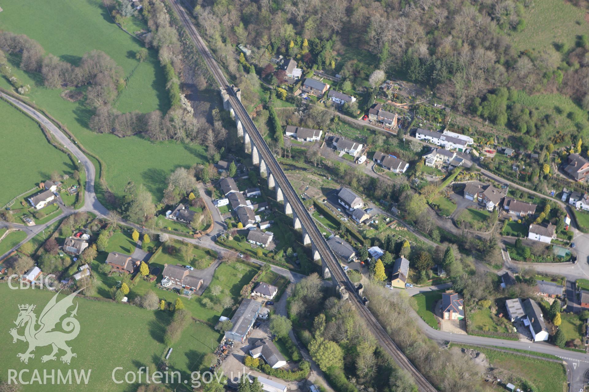 RCAHMW colour oblique aerial photograph of Knucklas Viaduct. Taken on 21 April 2009 by Toby Driver