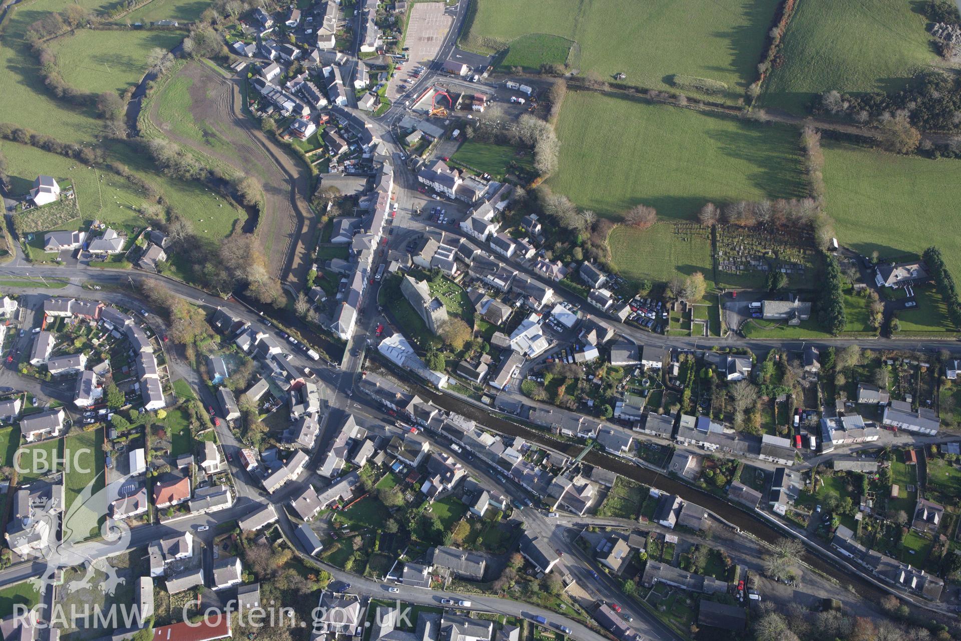 RCAHMW colour oblique aerial photograph of Tregaron. Taken on 09 November 2009 by Toby Driver