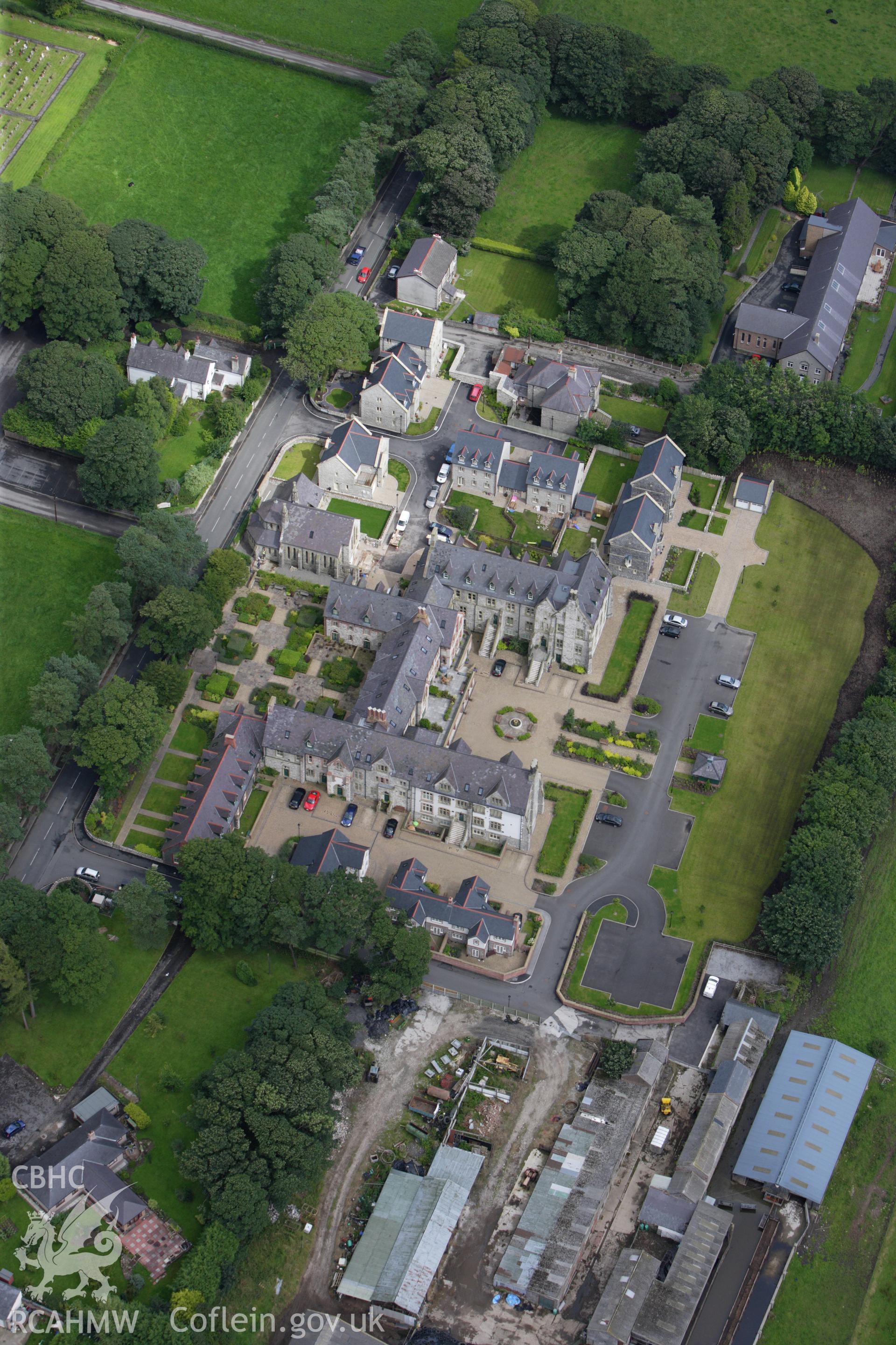 RCAHMW colour oblique aerial photograph of St Clare's Convent. Taken on 30 July 2009 by Toby Driver