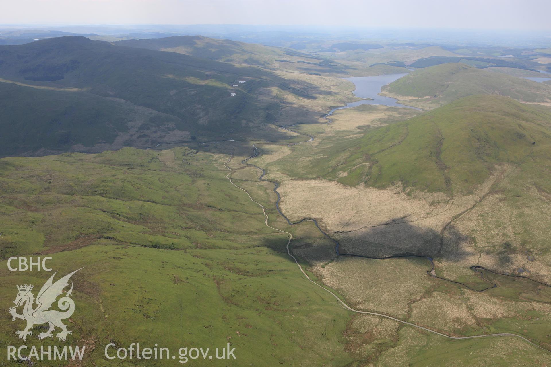 RCAHMW colour oblique aerial photograph of the site of the Battle of Hyddgen, Plynlimon. Taken on 02 June 2009 by Toby Driver
