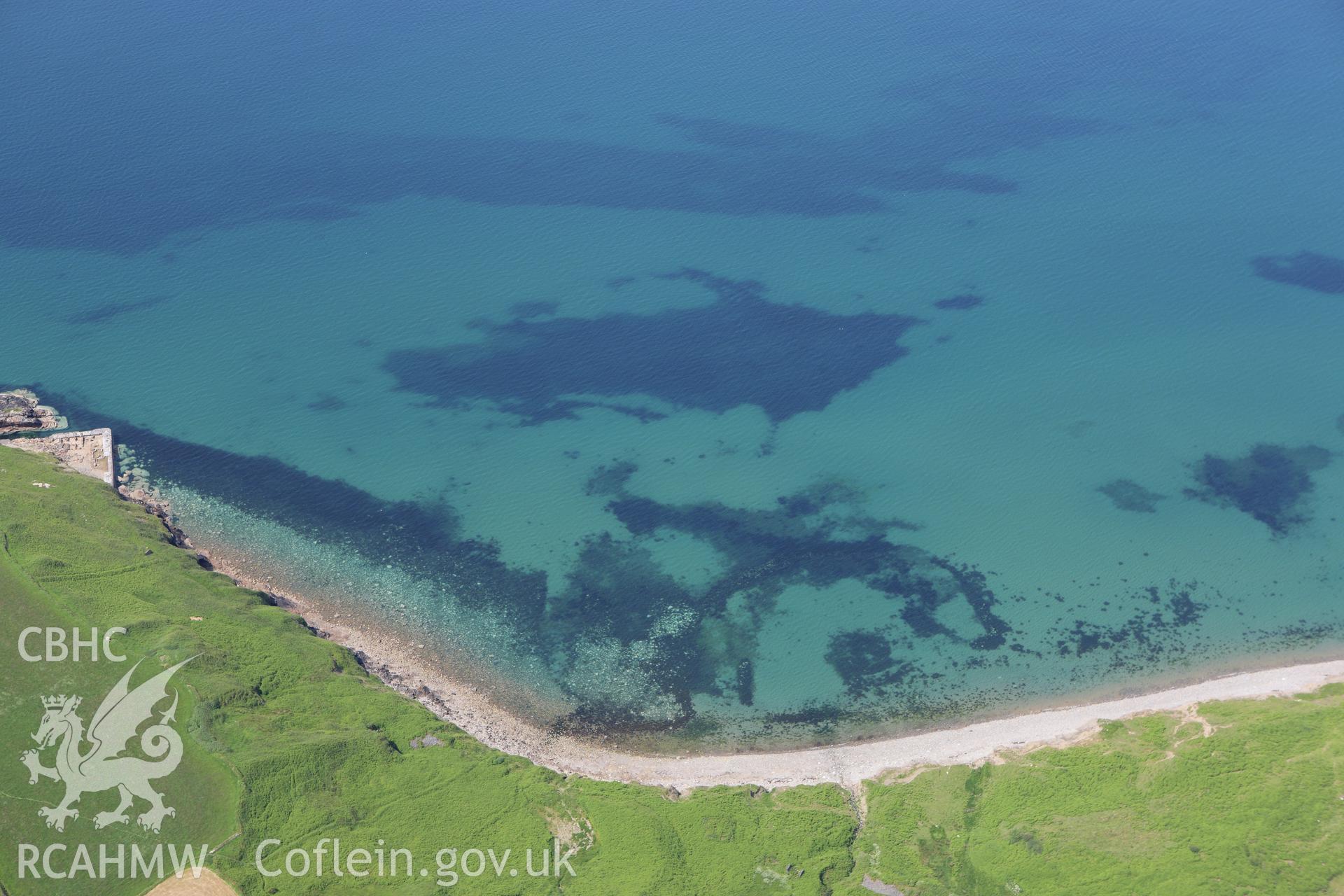 RCAHMW colour oblique aerial photograph of Boulder Bank Fish Trap. Taken on 16 June 2009 by Toby Driver