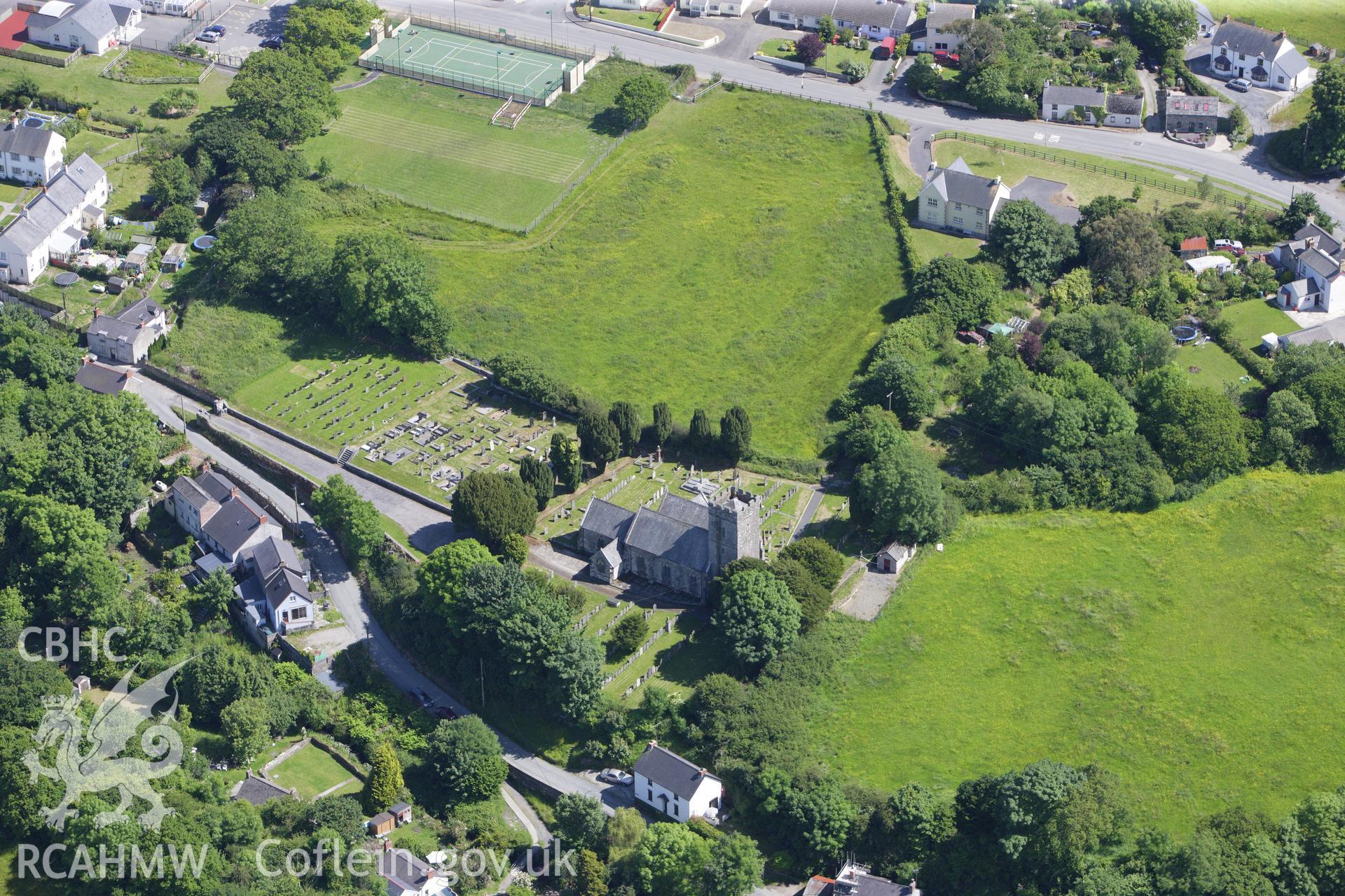 RCAHMW colour oblique aerial photograph of St. Llawdog's churchyard, Cilgerran. Taken on 16 June 2009 by Toby Driver