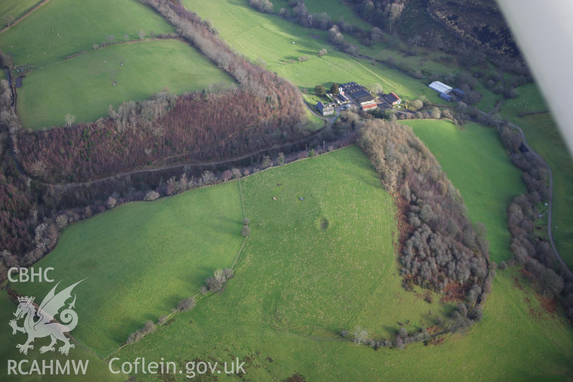 RCAHMW colour oblique aerial photograph of Pen-y-Castell. Taken on 10 December 2009 by Toby Driver