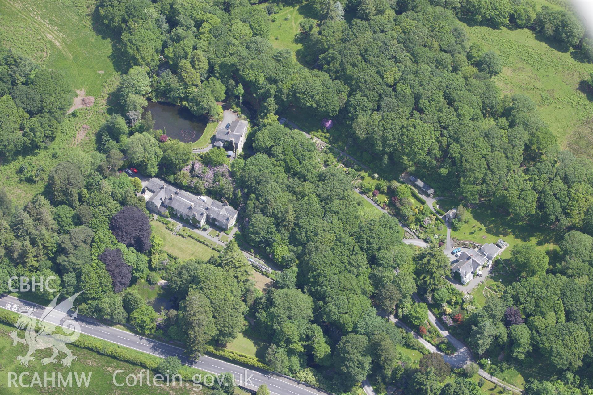 RCAHMW colour oblique aerial photograph of Voelas Hall, Glandyfi. Taken on 02 June 2009 by Toby Driver