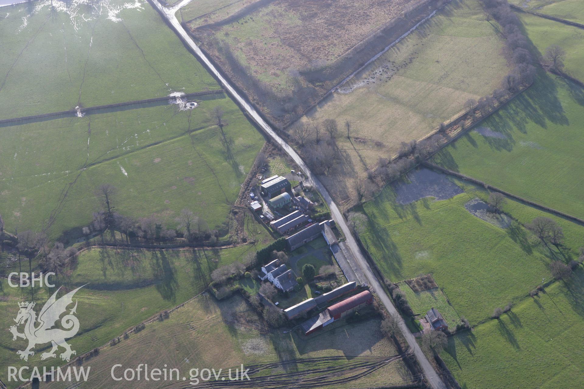 RCAHMW colour oblique photograph of Fenn's Old Hall, Bronington. Taken by Toby Driver on 21/01/2009.