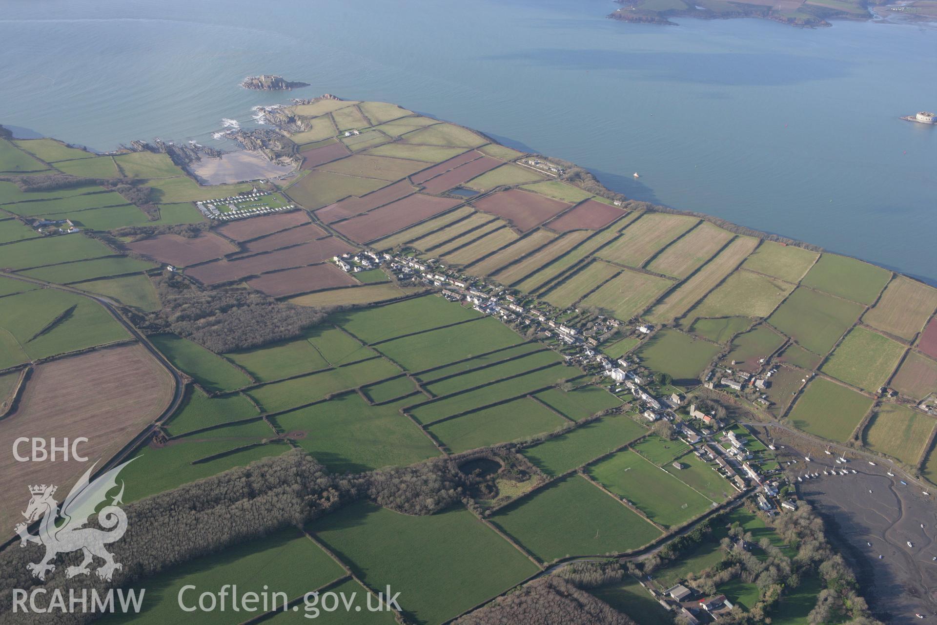 RCAHMW colour oblique photograph of Angle Village. Taken by Toby Driver on 11/02/2009.
