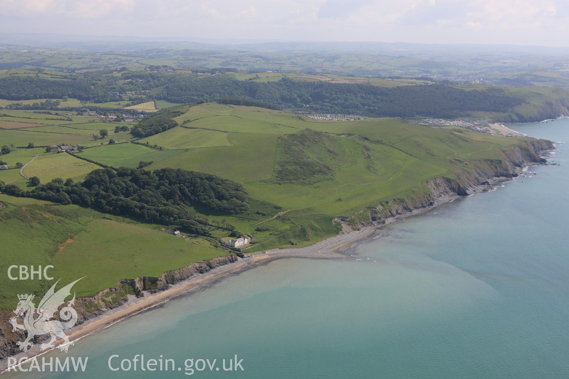 RCAHMW colour oblique aerial photograph of Wallog, Clarach, and surrounding landscape. Taken on 16 June 2009 by Toby Driver