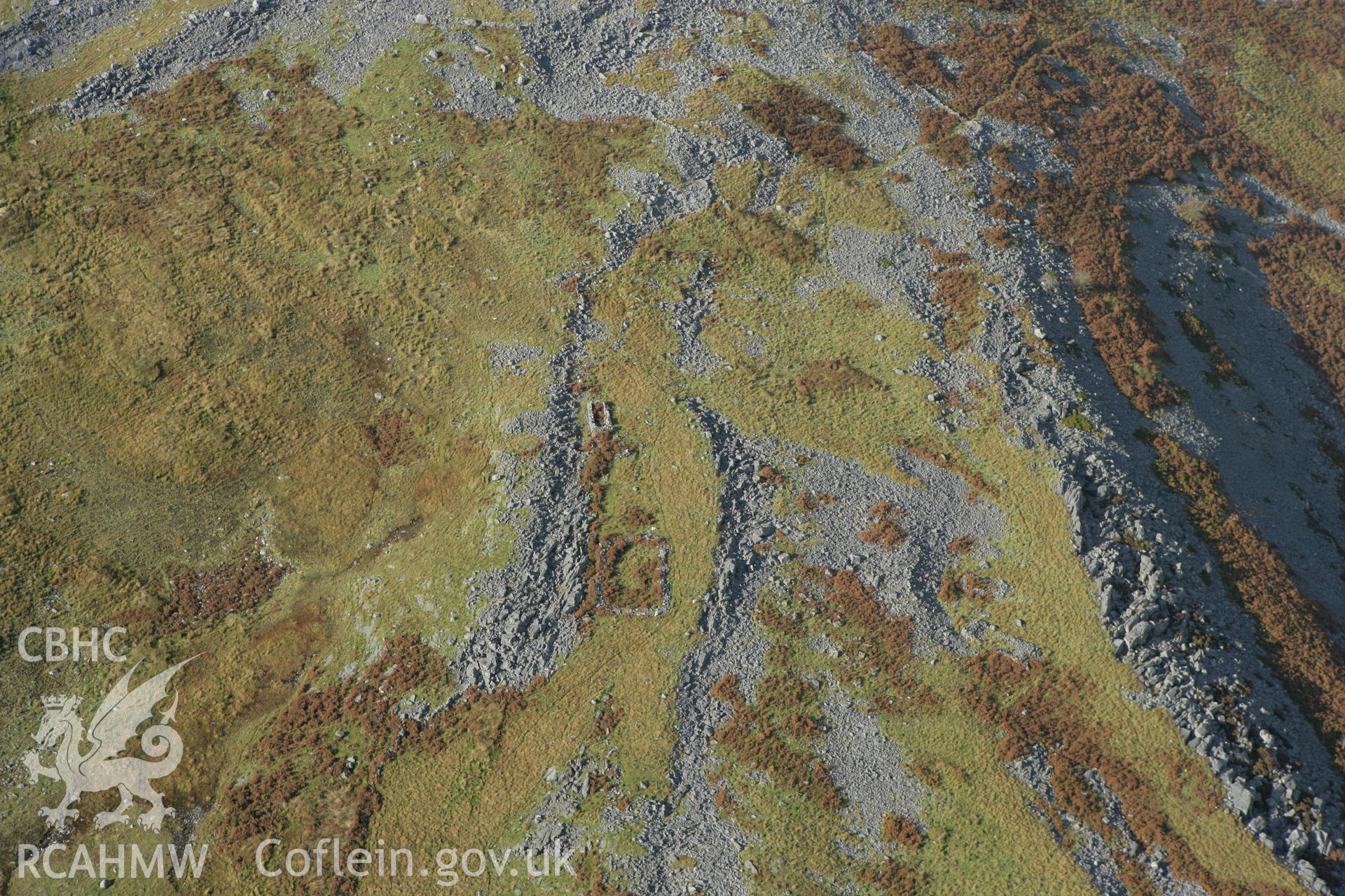 RCAHMW colour oblique aerial photograph of Upper Cwm Twrch Deserted Rural Settlement. Taken on 14 October 2009 by Toby Driver