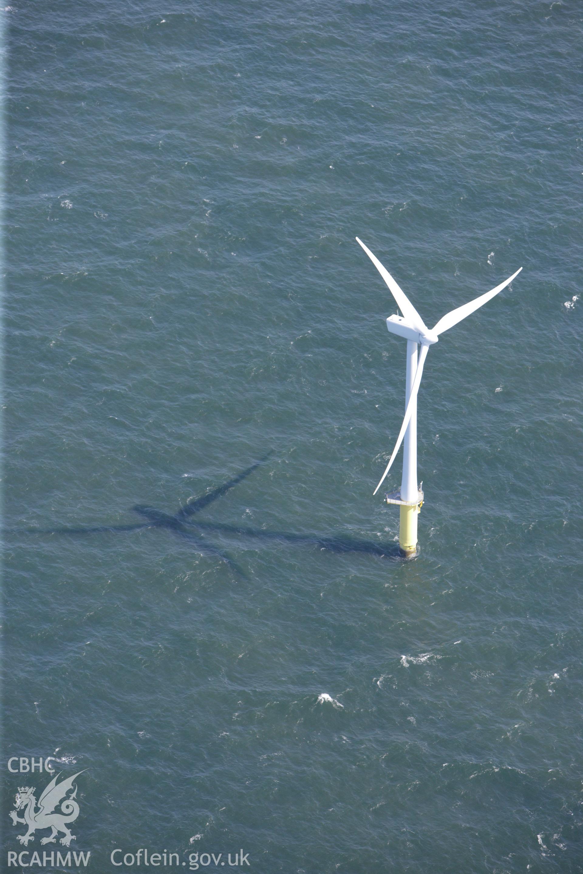 RCAHMW colour oblique aerial photograph of North Hoyle Offshore Windfarm, Prestatyn. Taken on 30 July 2009 by Toby Driver