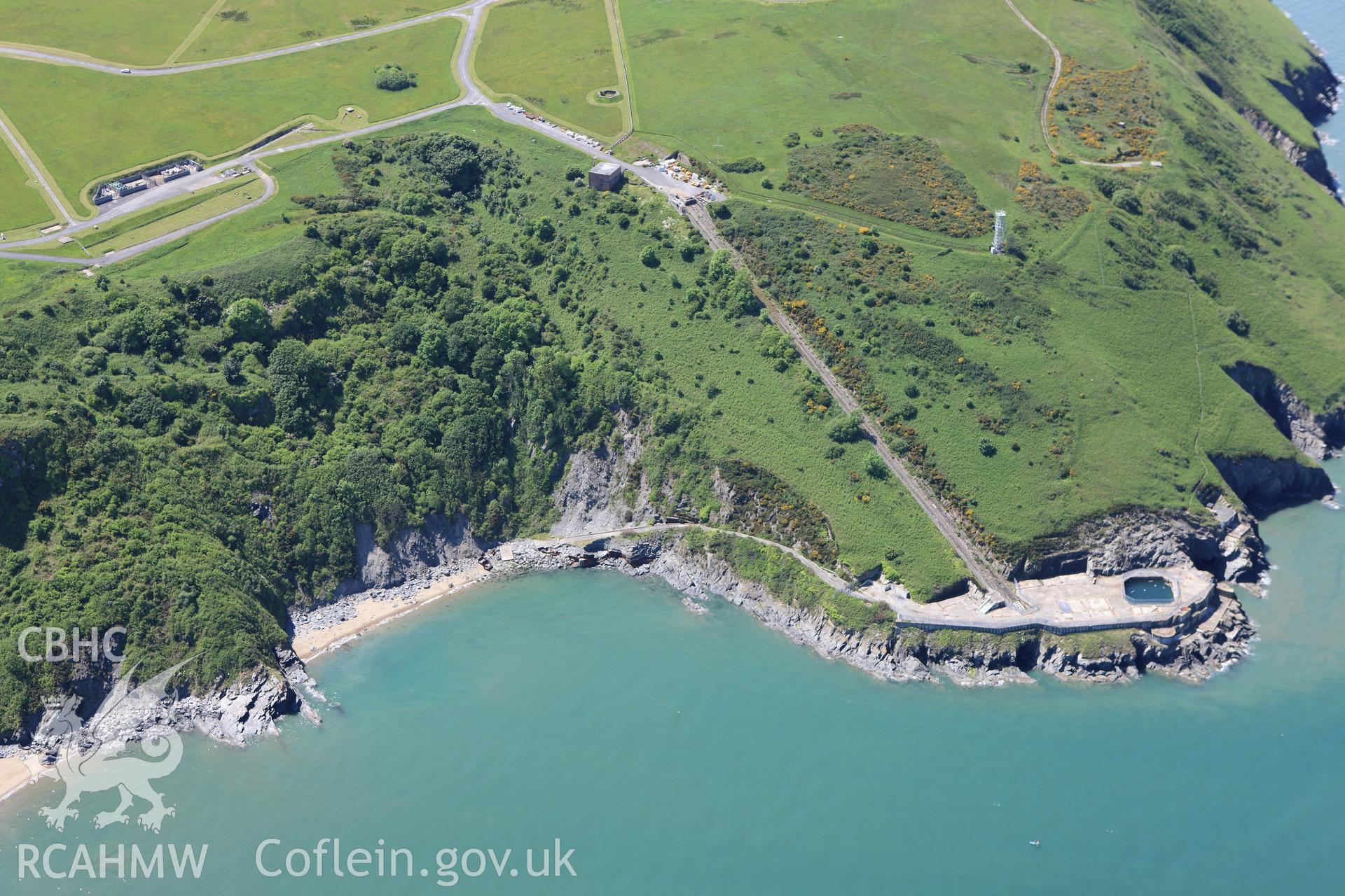 RCAHMW colour oblique aerial photograph of the simulated ship firing platform on Aberporth Range . Taken on 01 June 2009 by Toby Driver