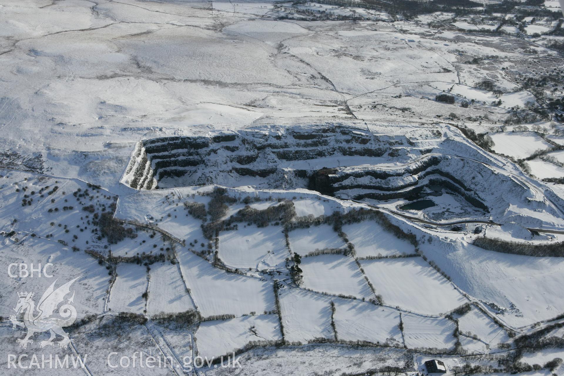 RCAHMW colour oblique photograph of Penderyn quarries. Taken by Toby Driver on 06/02/2009.