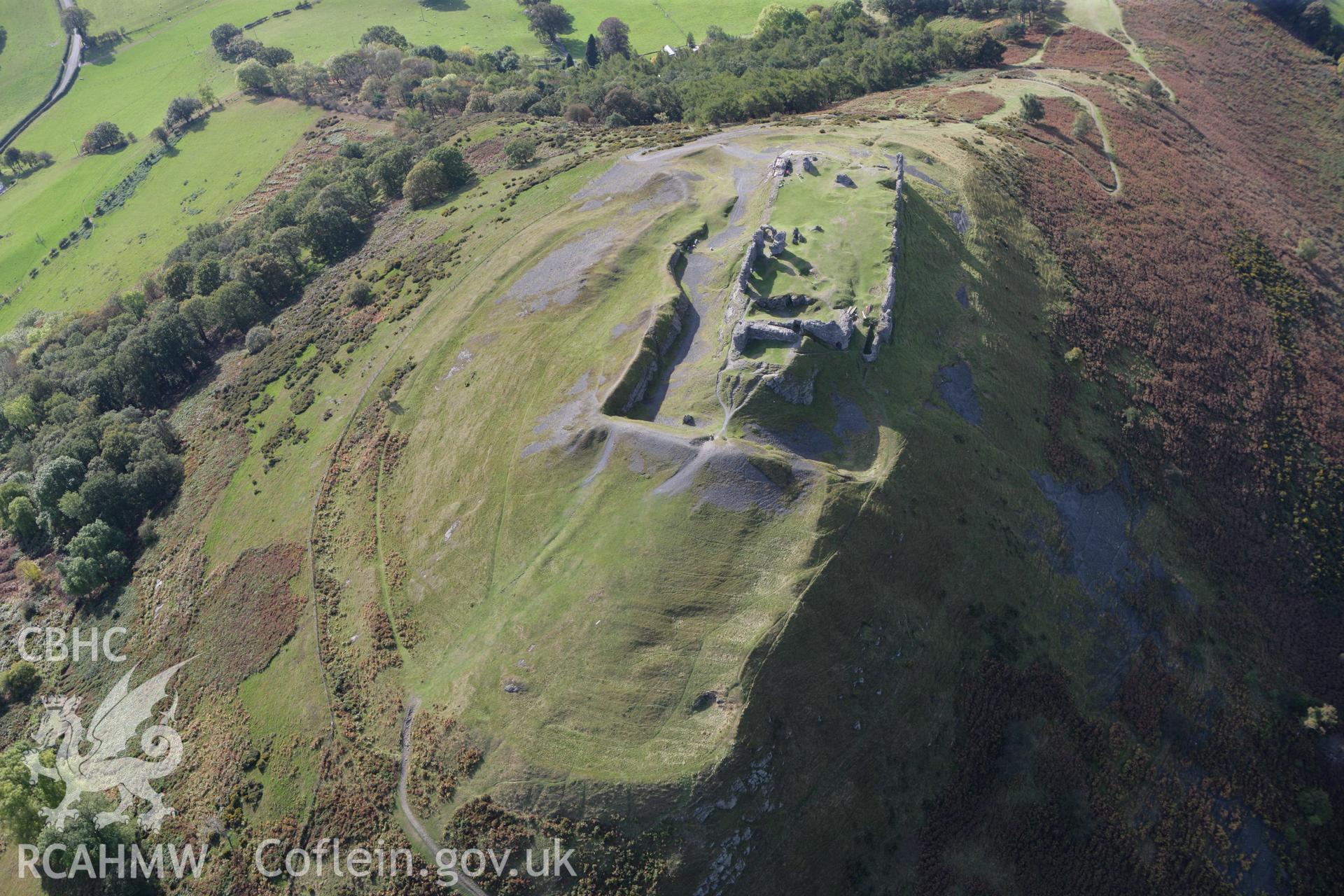 RCAHMW colour oblique aerial photograph of Castell Dinas Bran. Taken on 13 October 2009 by Toby Driver