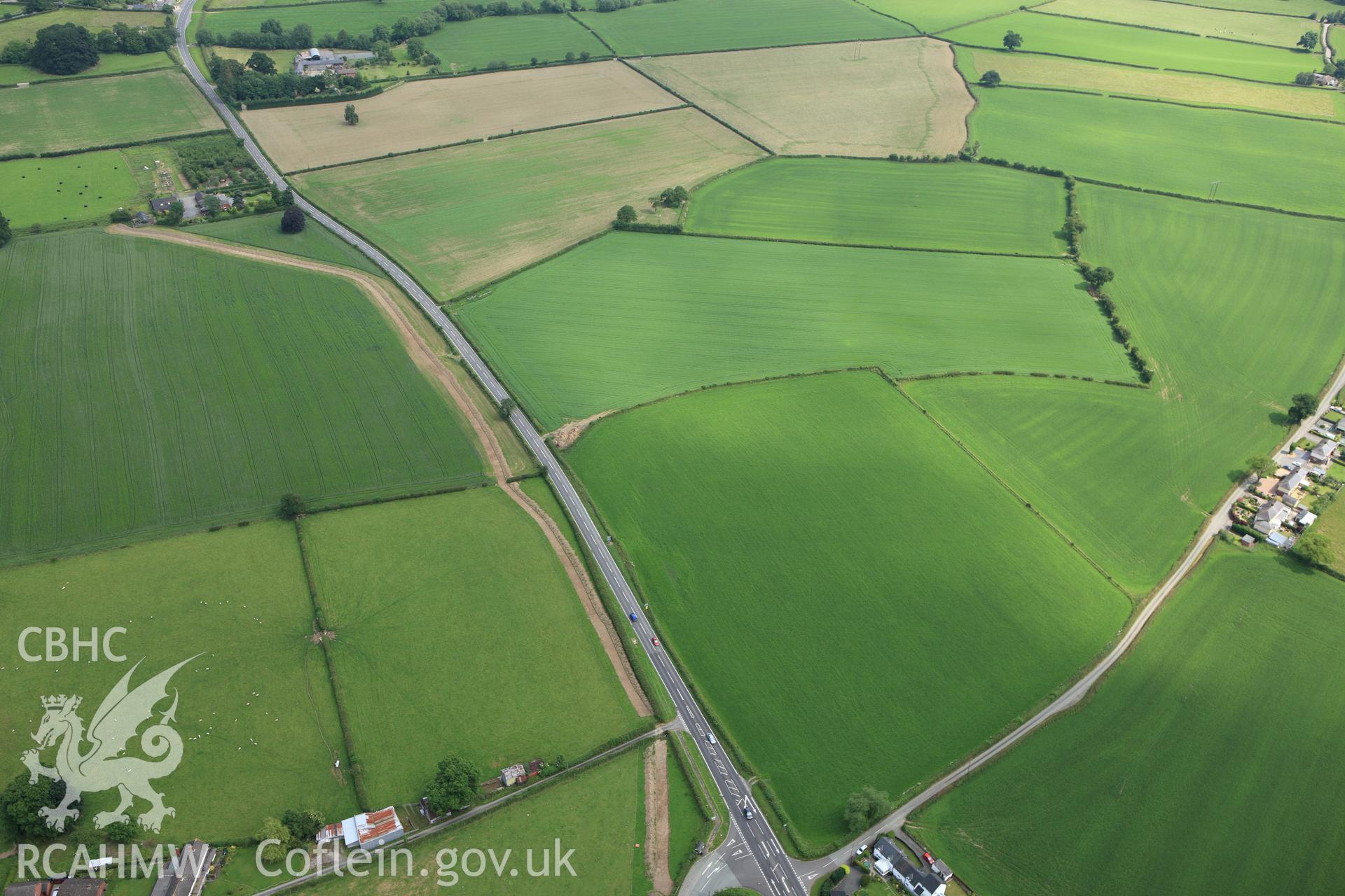 RCAHMW colour oblique aerial photograph of Lower Luggy Cursus, Dyffryn Lane. Taken on 29 June 2009 by Toby Driver