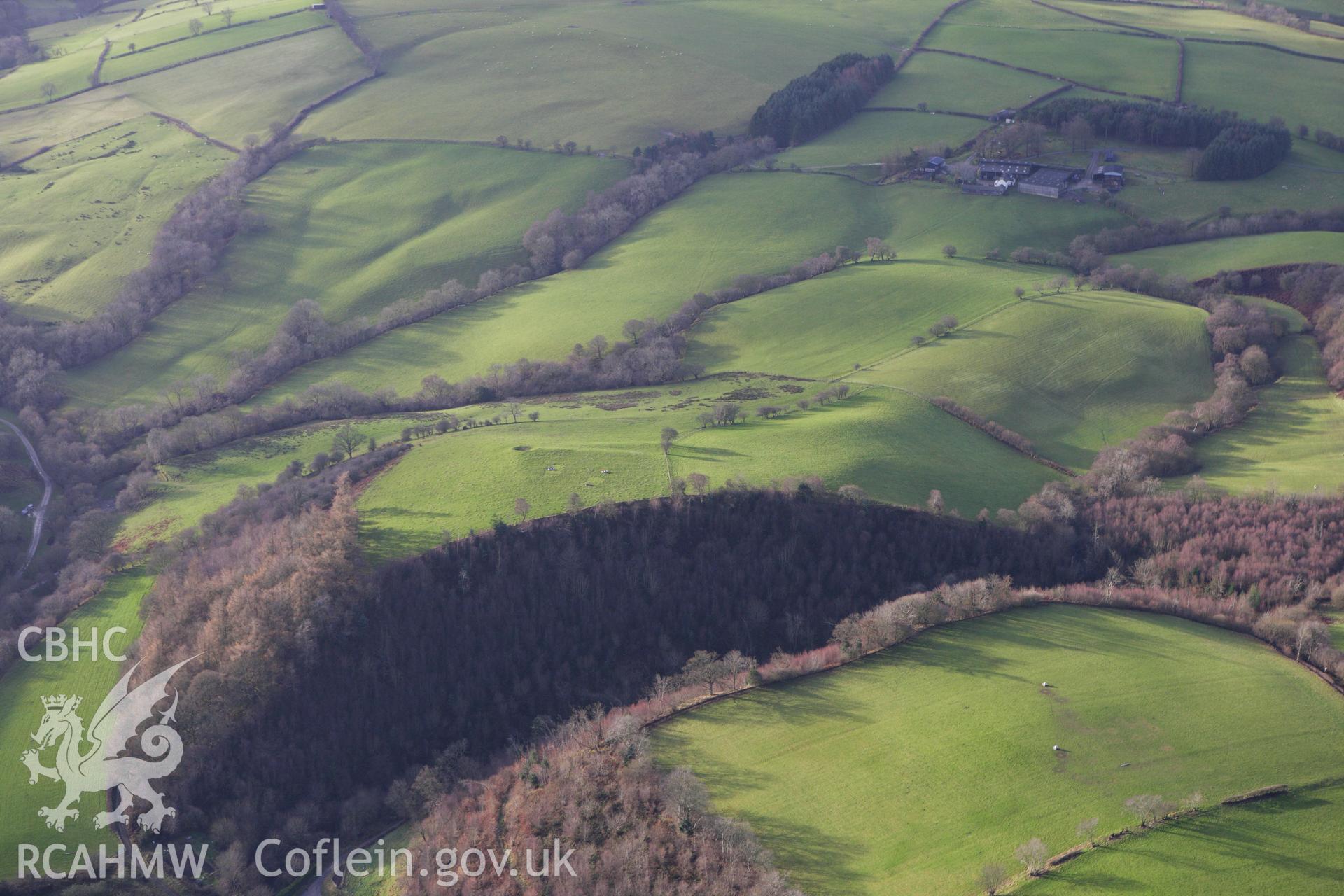 RCAHMW colour oblique aerial photograph of Pen-y-Castell. Taken on 10 December 2009 by Toby Driver