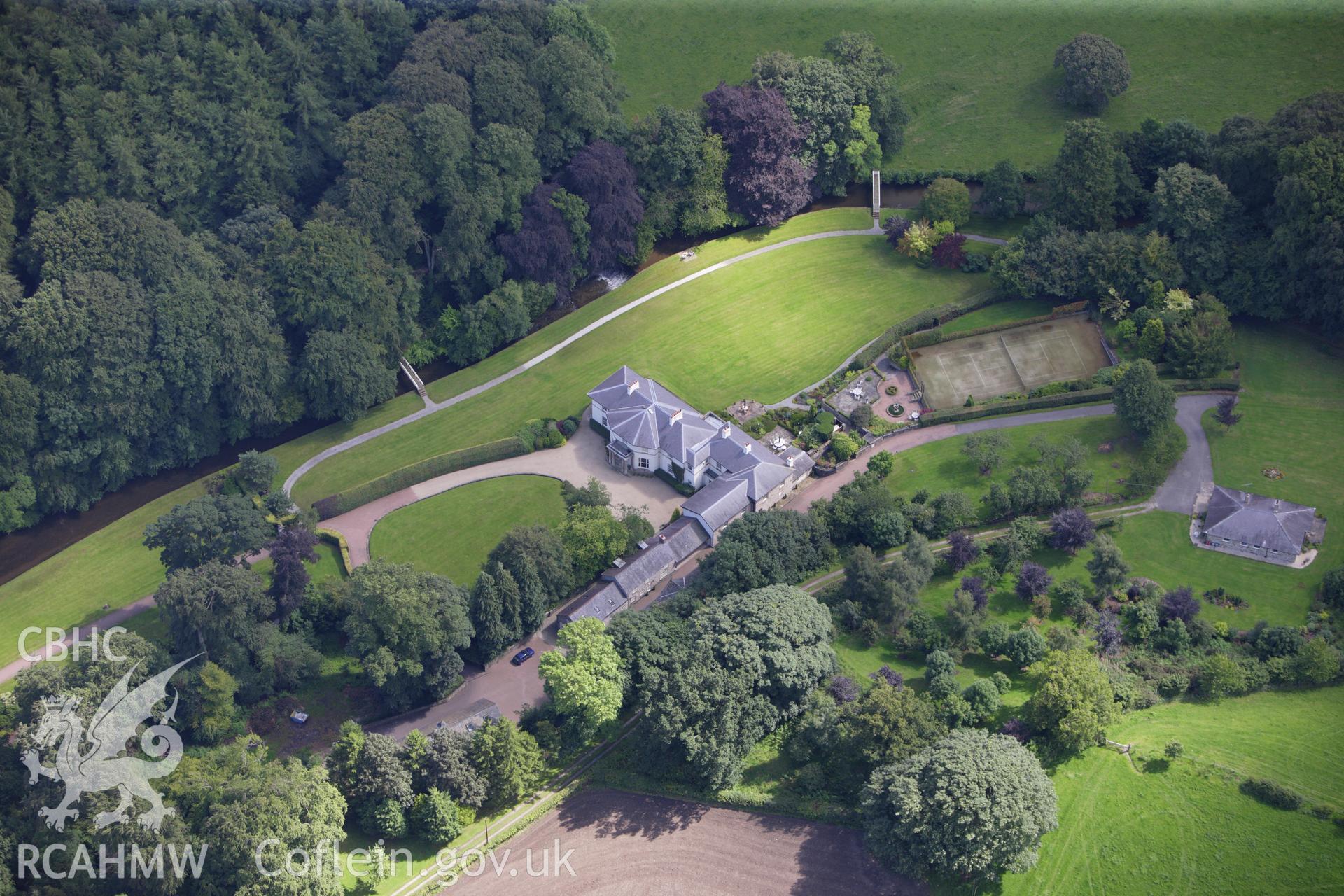 RCAHMW colour oblique aerial photograph of Glan-Yr-Afon, Llanferres. Taken on 30 July 2009 by Toby Driver