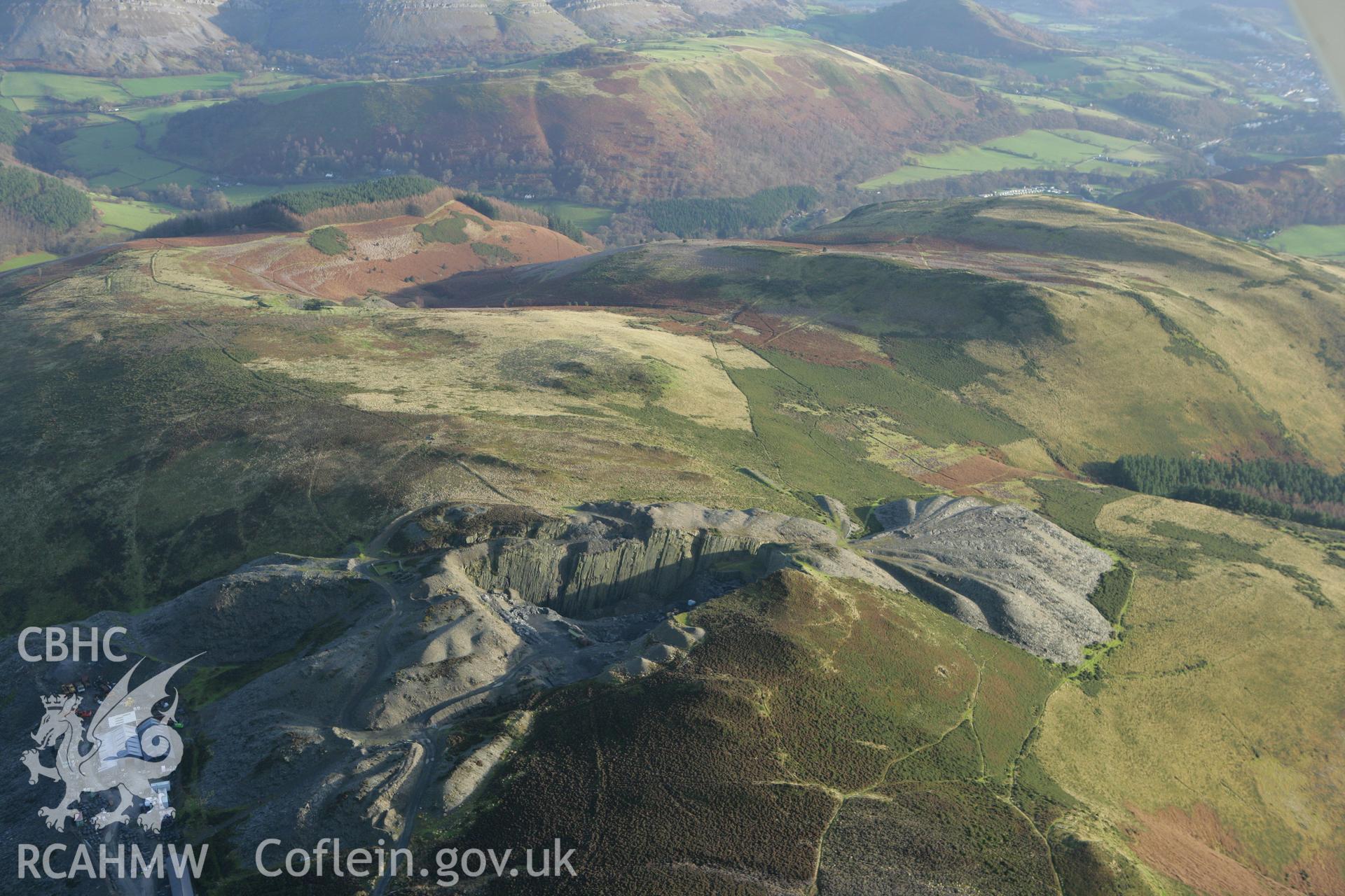 RCAHMW colour oblique aerial photograph of Clogau Slate Quarry. Taken on 10 December 2009 by Toby Driver