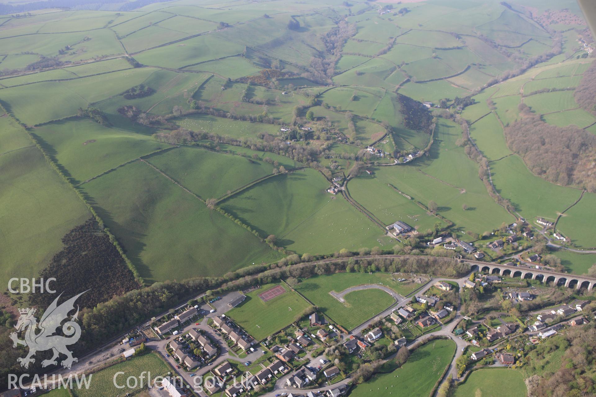 RCAHMW colour oblique aerial photograph of Knucklas Viaduct. Taken on 21 April 2009 by Toby Driver