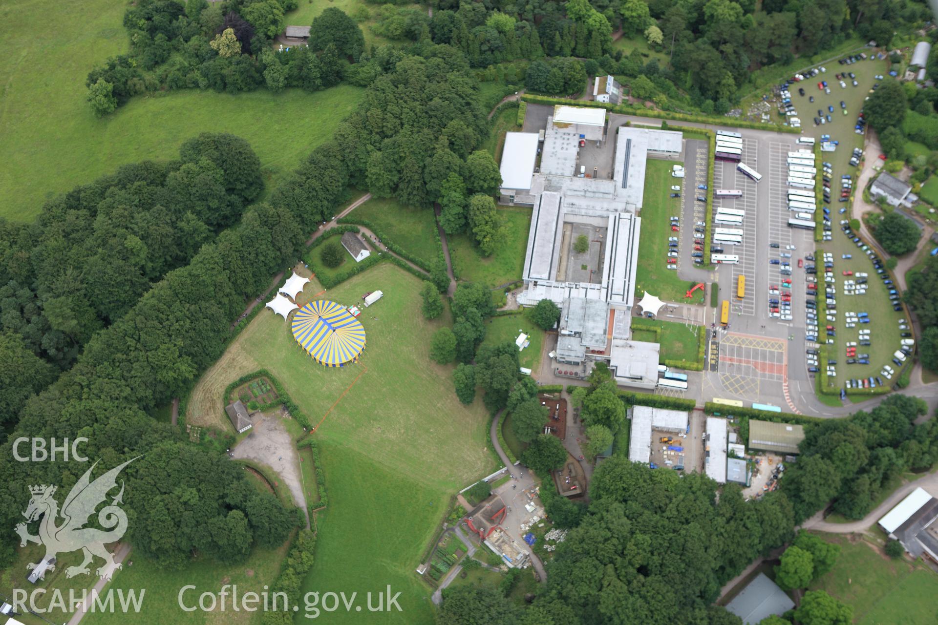 RCAHMW colour oblique aerial photograph of Museum of Welsh Life, St Fagans. Taken on 09 July 2009 by Toby Driver