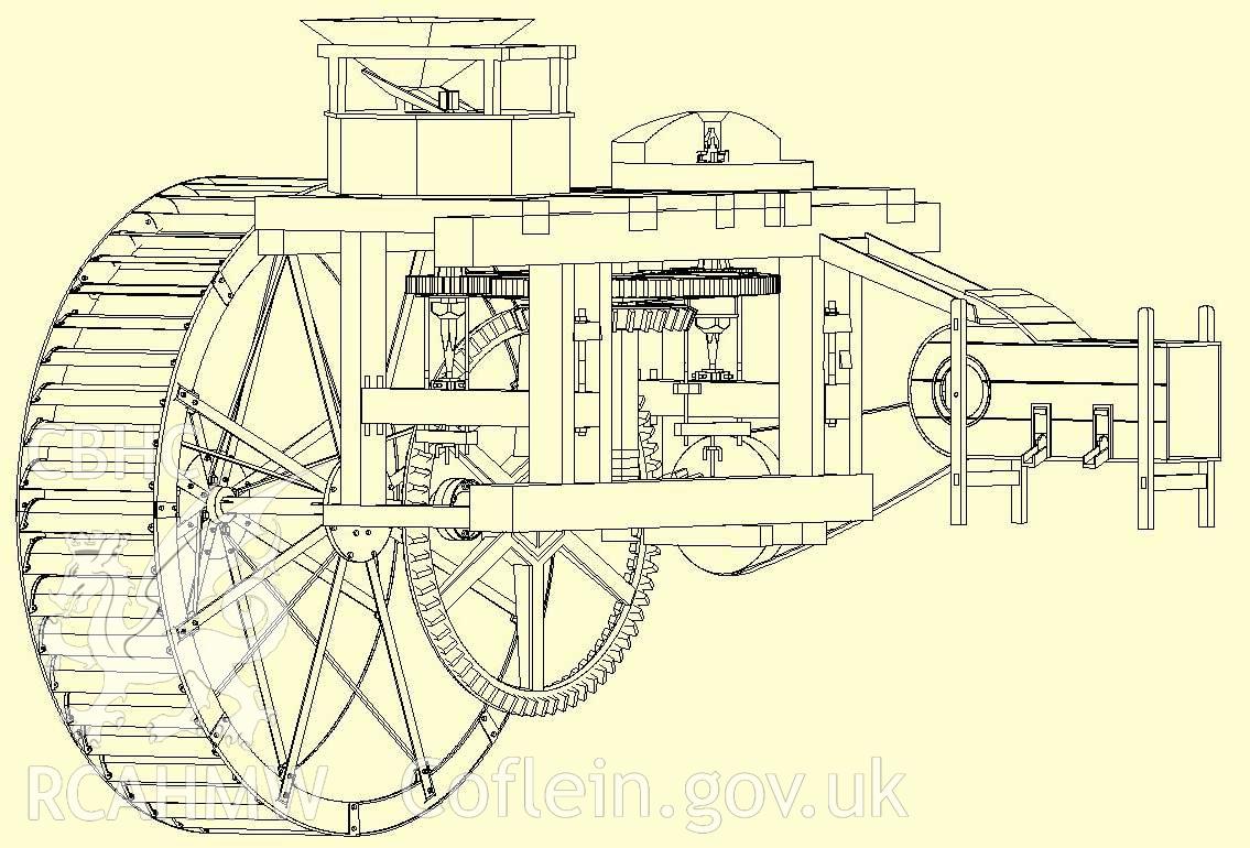 Digital 3D drawing relating to Blaenpennal mill.