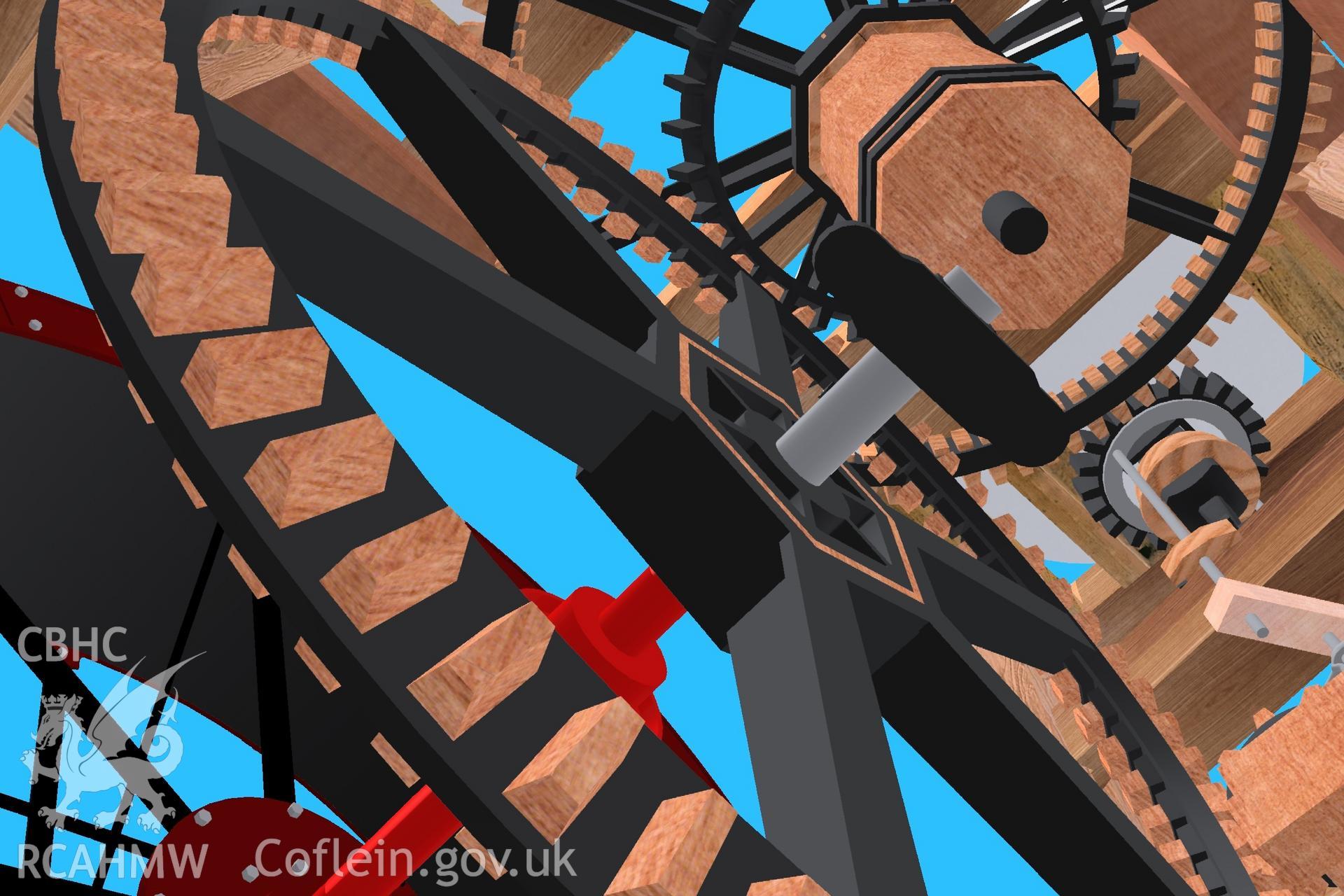 Digital 3D drawing relating to Blaenpennal mill.
