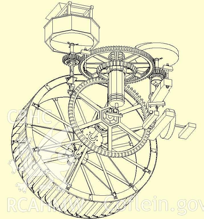 Digital 3D drawing relating to Blaenpennal mill.