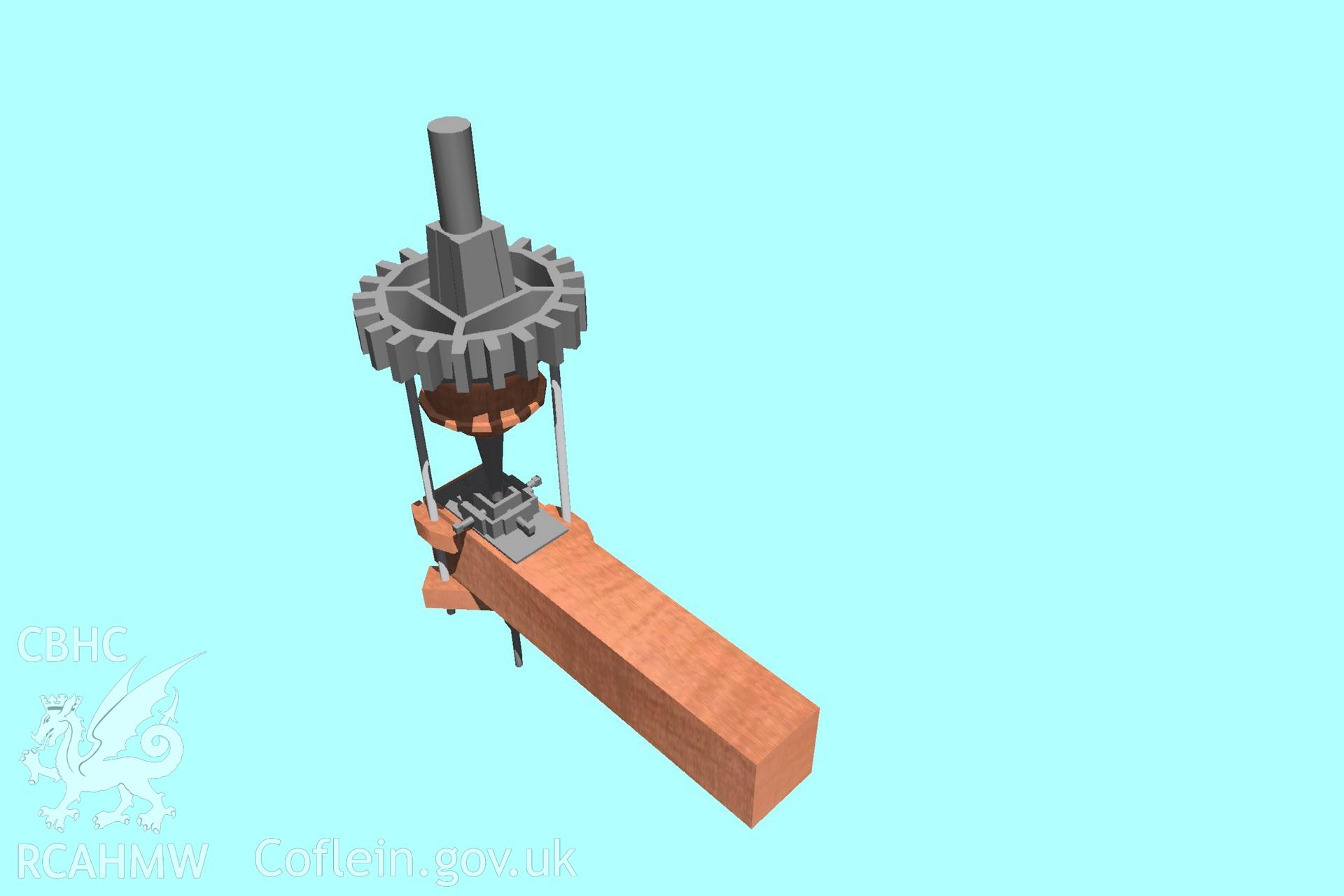 Digital 3D drawing relating to Blaenpennal mill.