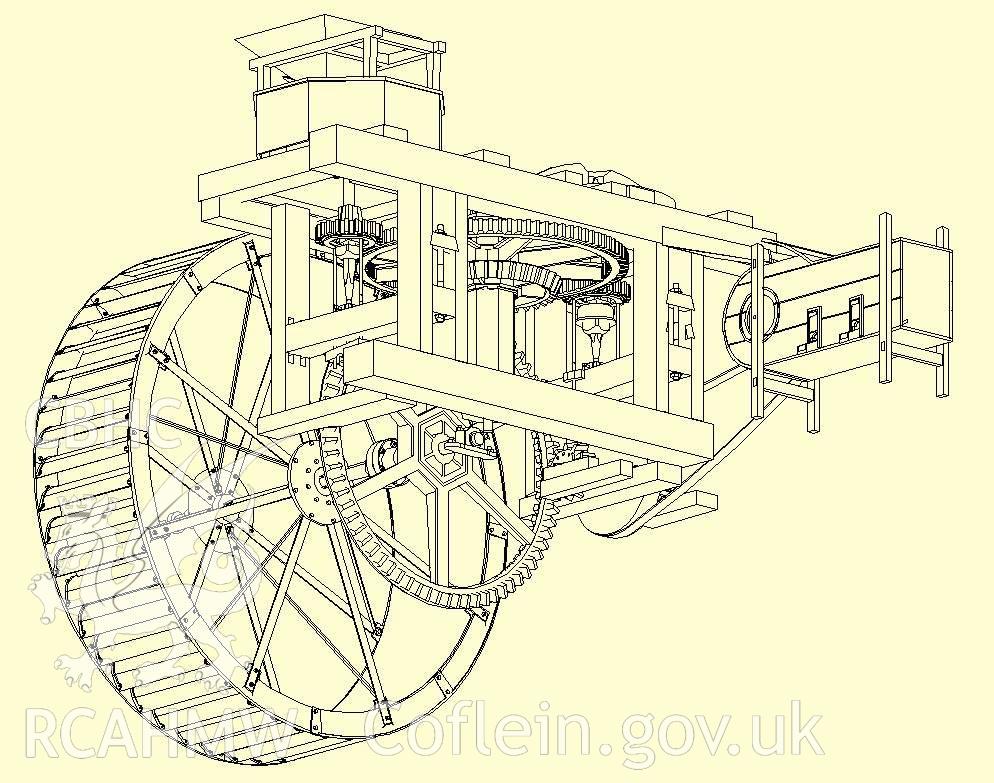 Digital 3D drawing relating to Blaenpennal mill.