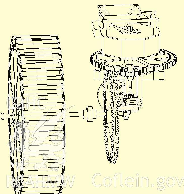 Digital 3D drawing relating to Blaenpennal mill.