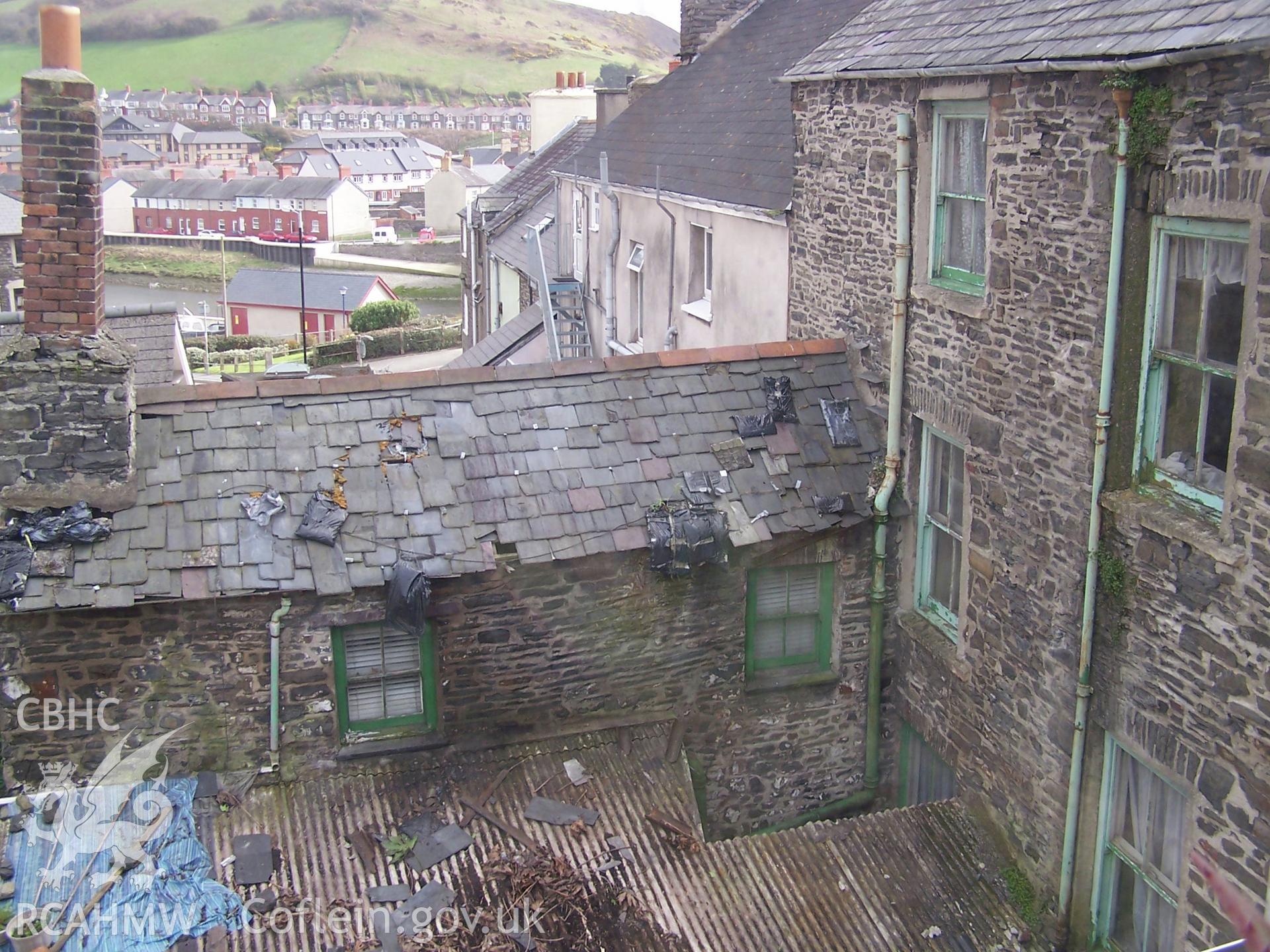 Digital colour photograph showing the rear of 44 Bridge Street, Aberystwyth.