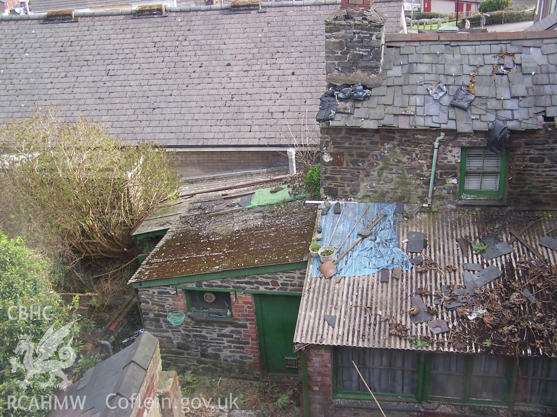 Digital colour photograph showing the rear of 44 Bridge Street, Aberystwyth.