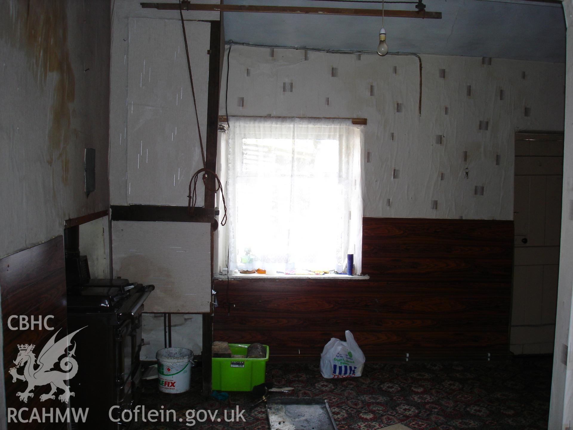 Colour digital photograph showing interior view (rayburn) of a cottage at Gelli Houses, Cymmer.