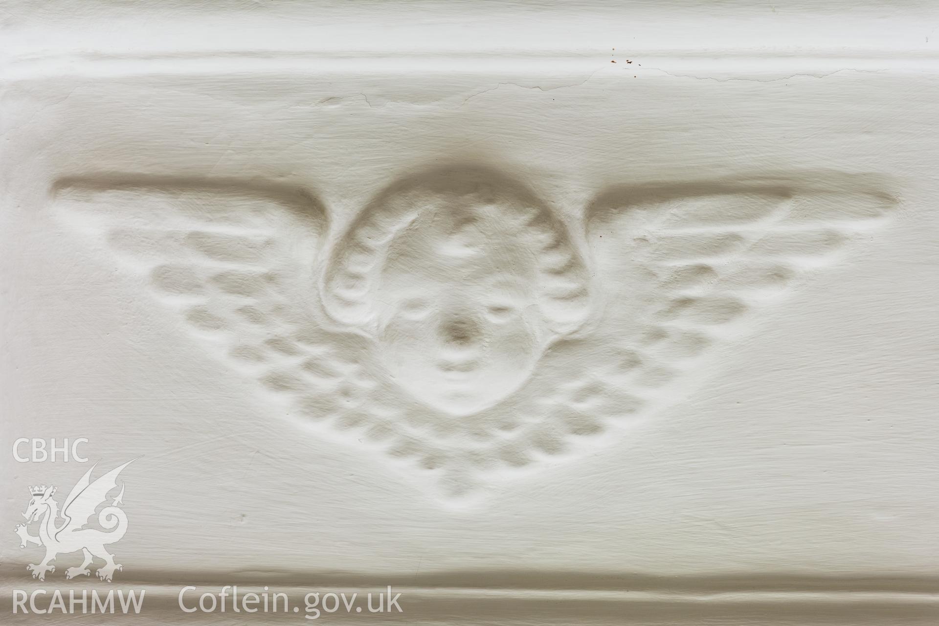 Interior view showing principal chamber ceiling detail, taken by Martin Crampin for RCAHMW 21st March 2017.