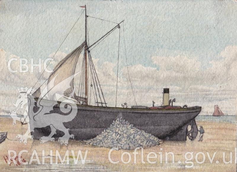 Digital copy of a c.1880 watercolour of Llysfaen, painted by H.P. Young and donated by Peter Carpenter.
