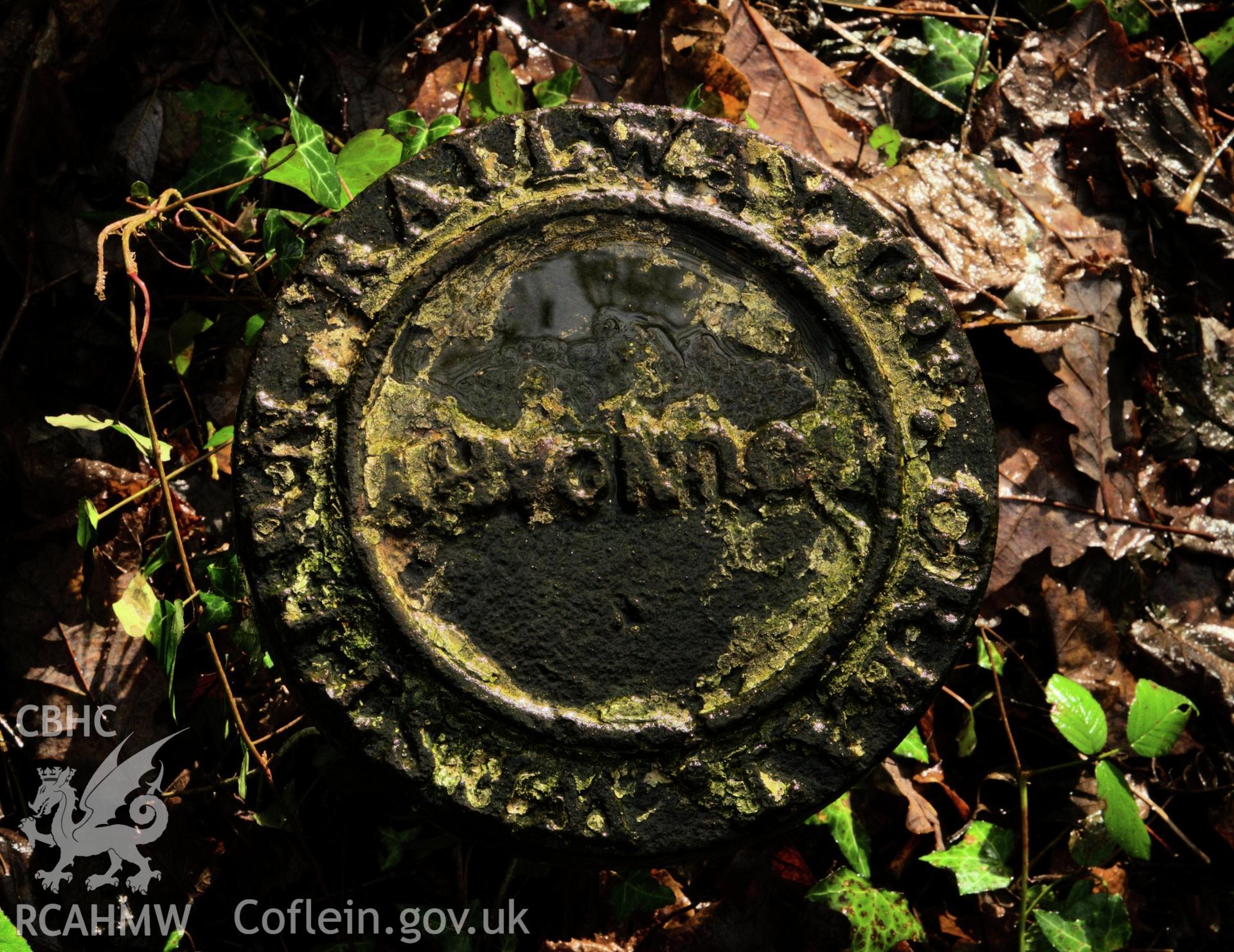 Colour photo showing one of the northern boundary markers, taken by Mark Evans, January 2017.