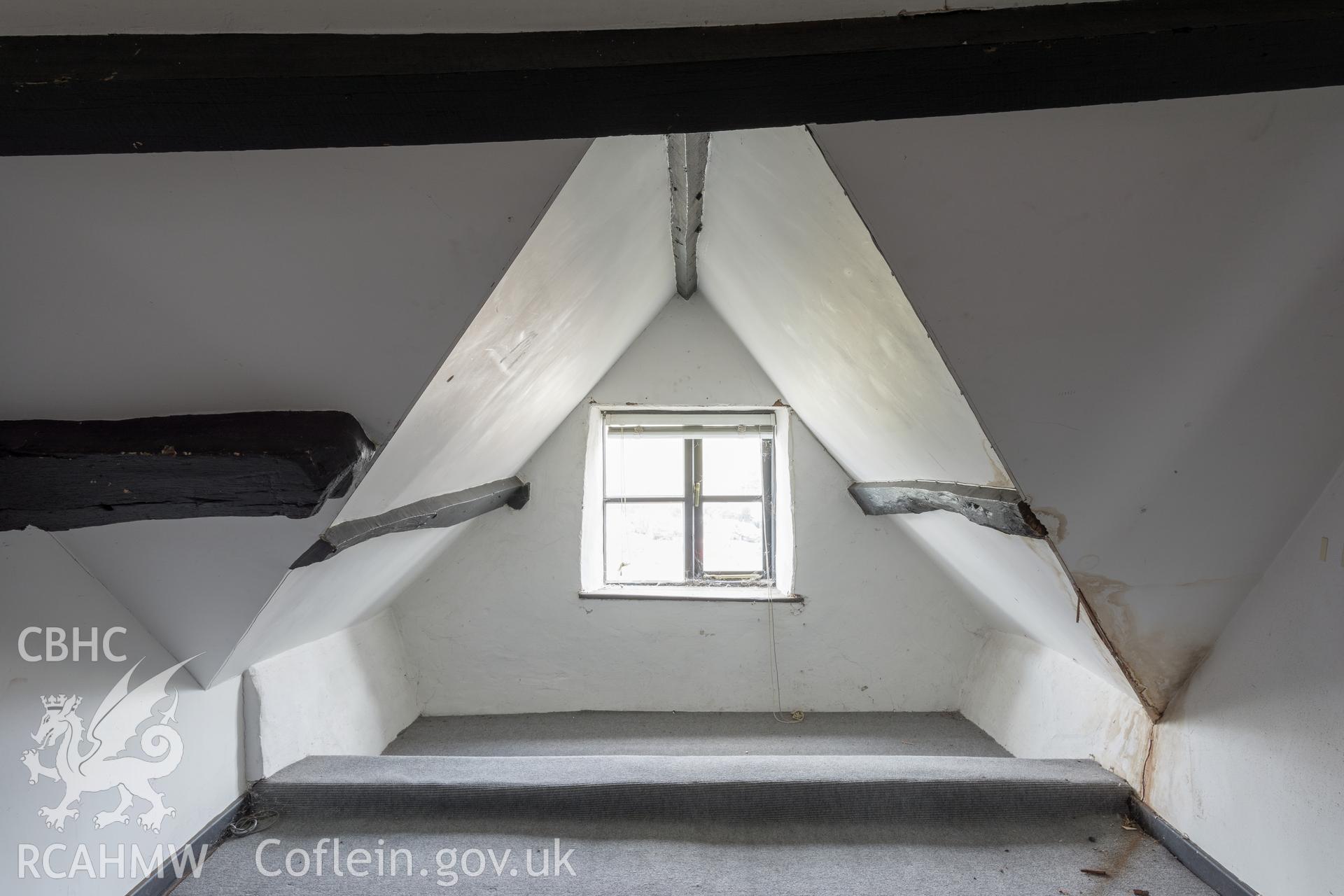 Main range -attic (stair) gable, taken by Martin Crampin for RCAHMW 21st March 2017.