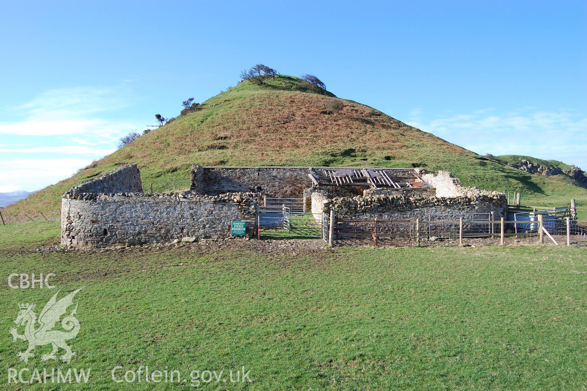 Digital photograph from an archaeological assessment of Deganwy Castle, carried out by Gwynedd Archaeological Trust, 2009. East hill and sheep pens.