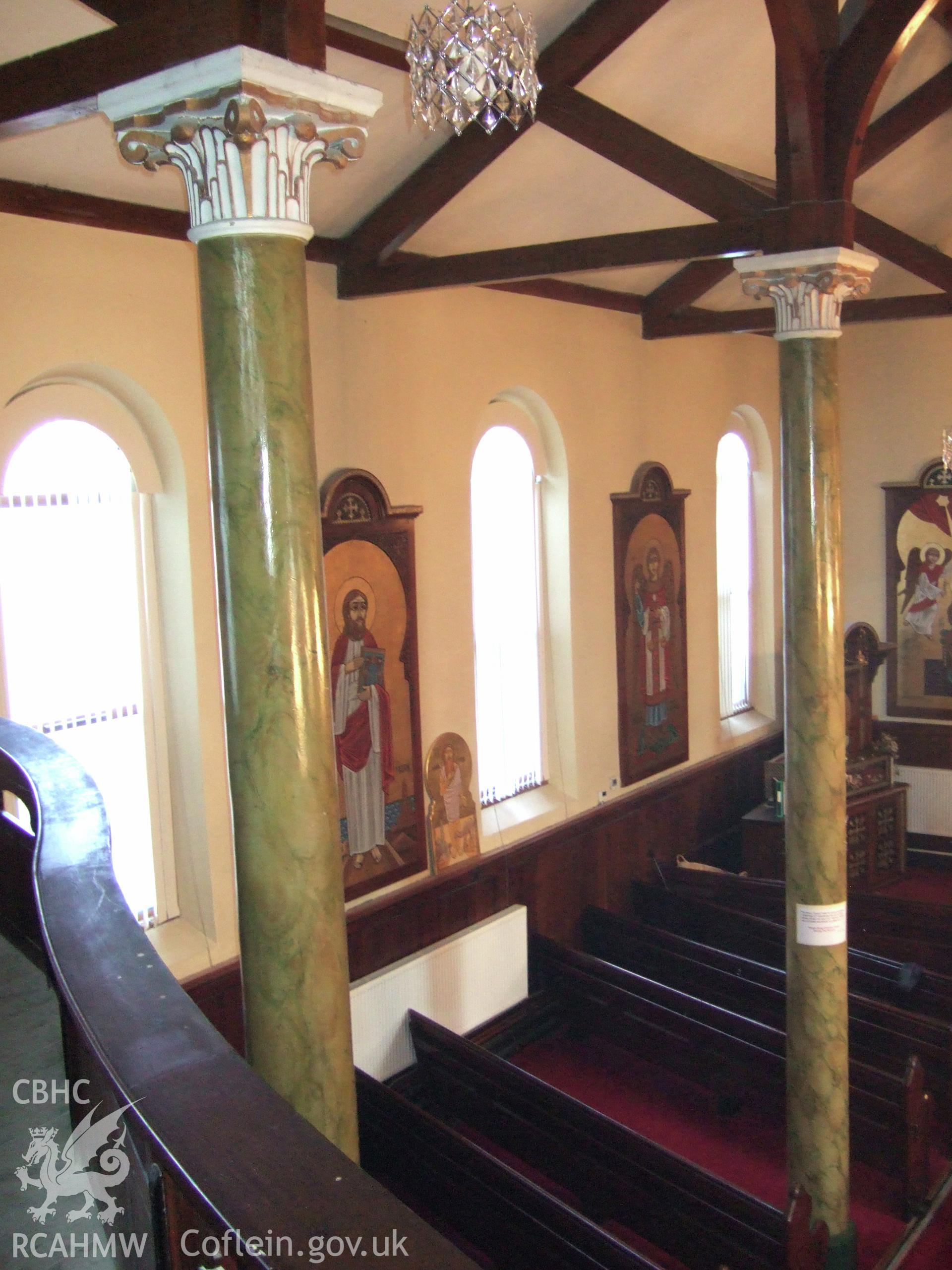 Interior view showing the north side of Risca Wesleyan Church. Photographed by Tony Jukes, Jan 2015.