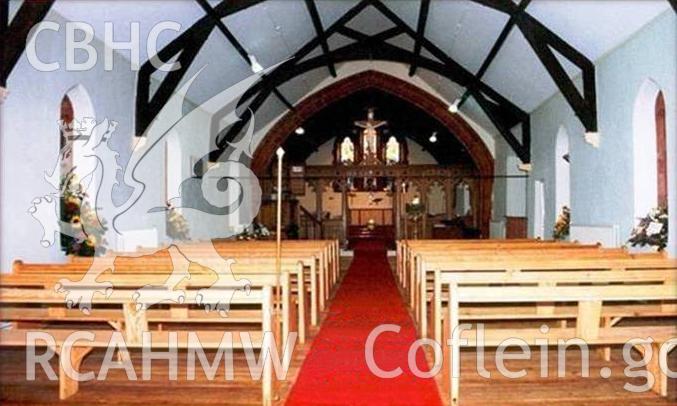 Colour interior view of All Saints Church, Maerdy.