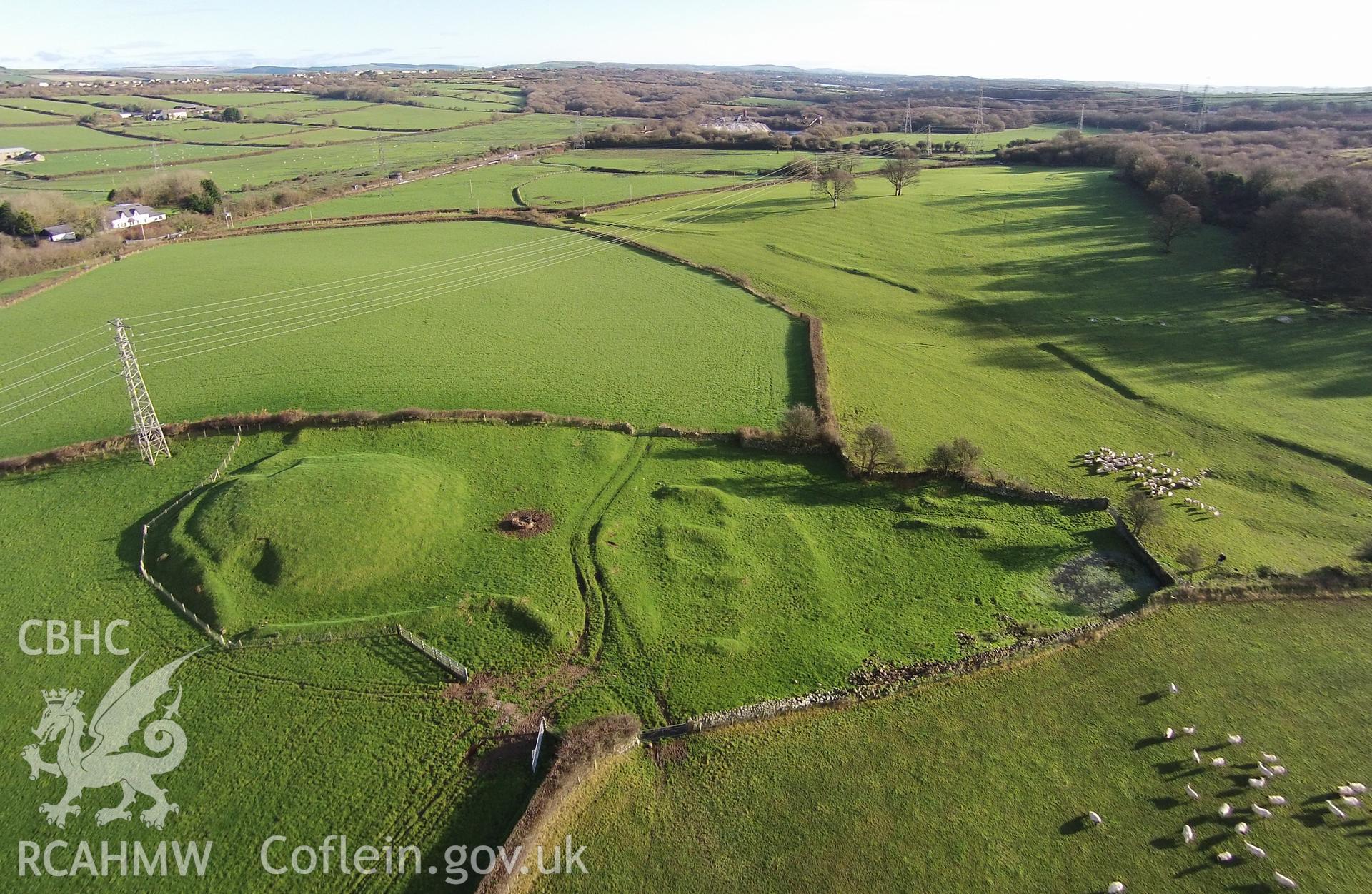 Aerial photograph showing Stormy Field System, taken by Paul Davis, 22nd November 2015.